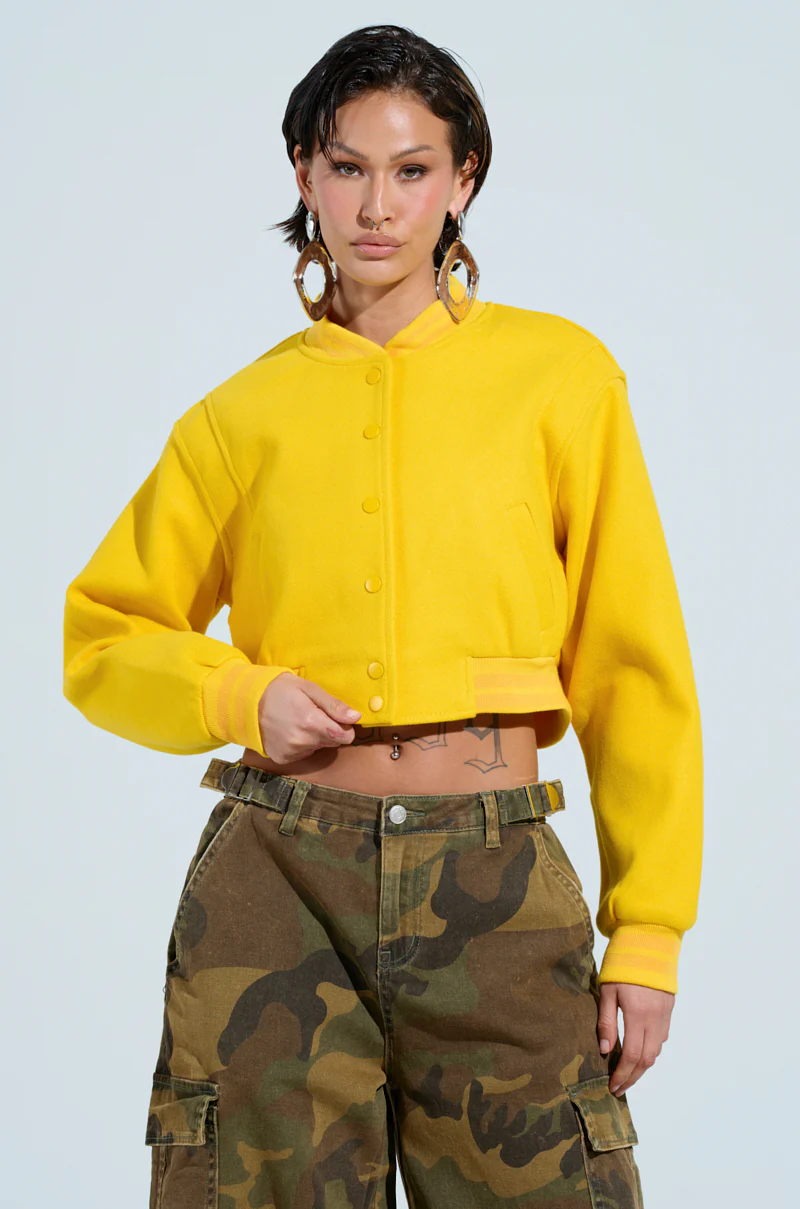 DAVIS EVERYDAY VARSITY BOMBER IN YELLOW - Image 2