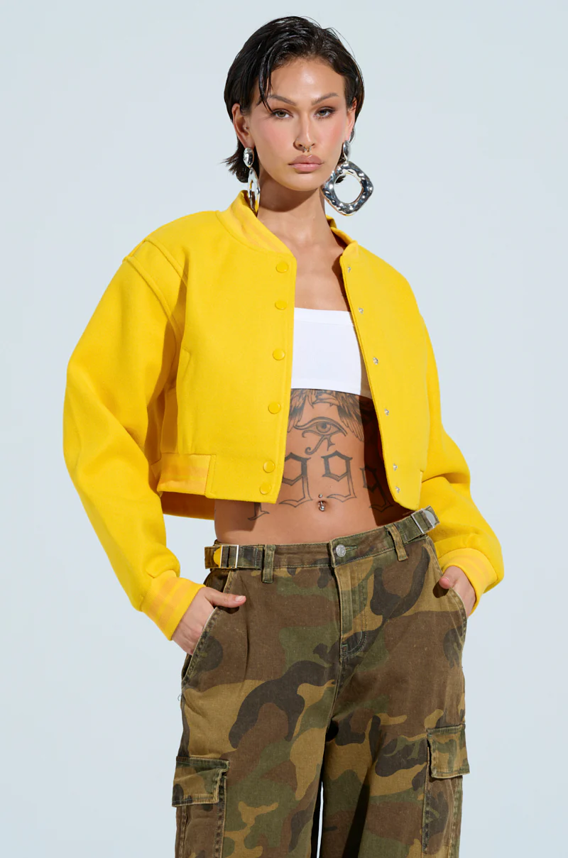 DAVIS EVERYDAY VARSITY BOMBER IN YELLOW - Image 4
