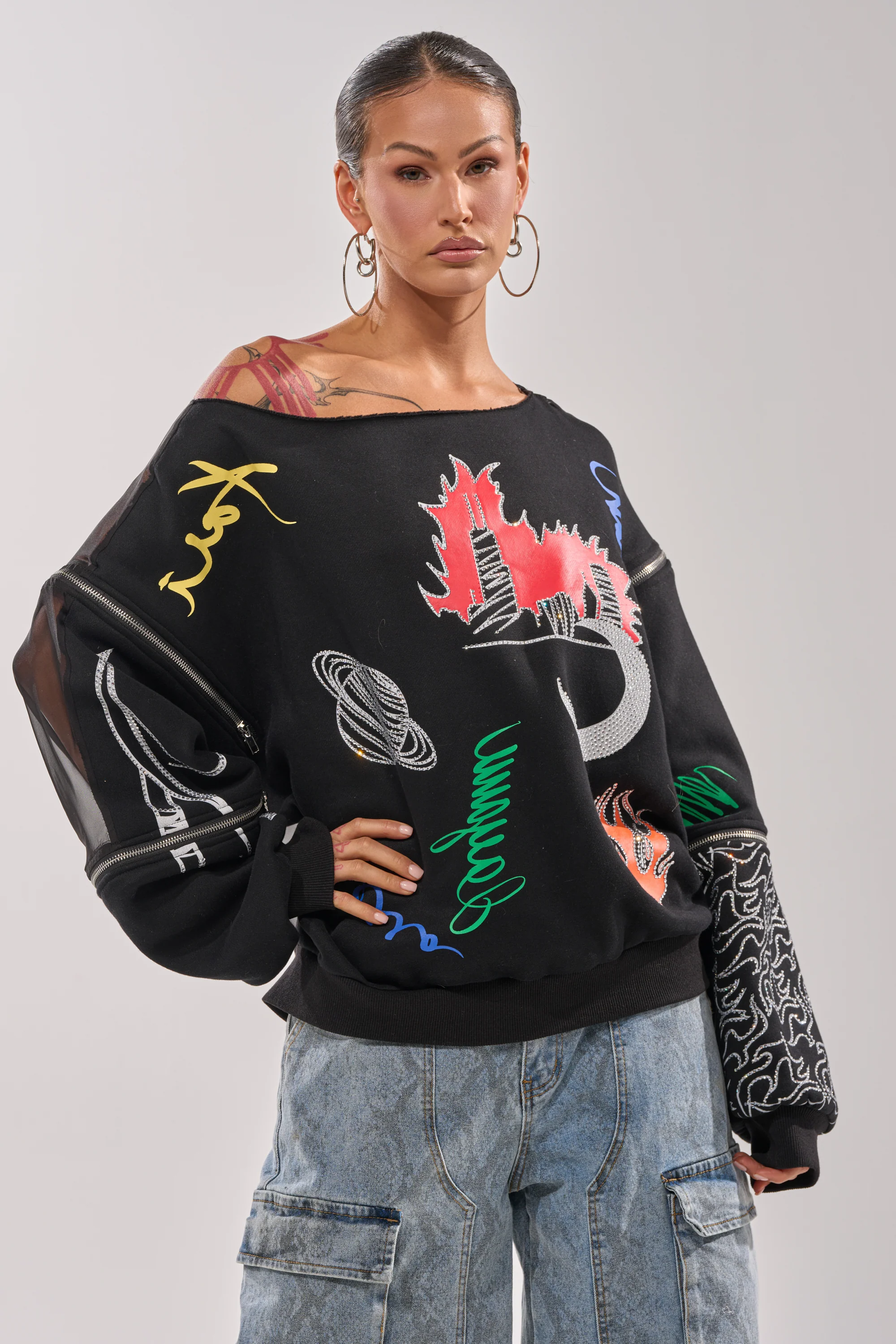 DEEP THOUGHTS OVERSIZED GRAPHIC SWEATSHIRT - Image 3