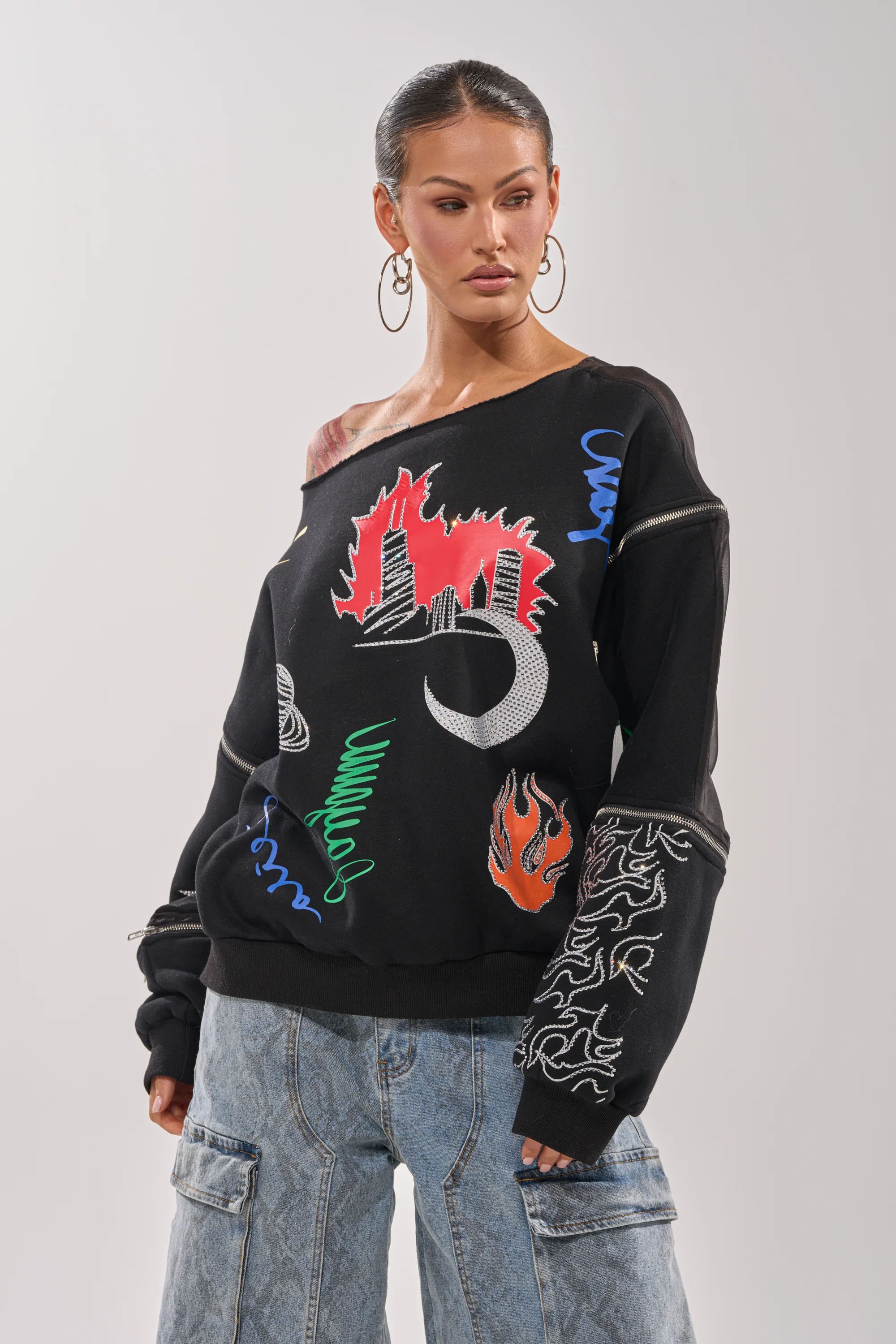 DEEP THOUGHTS OVERSIZED GRAPHIC SWEATSHIRT - Image 4