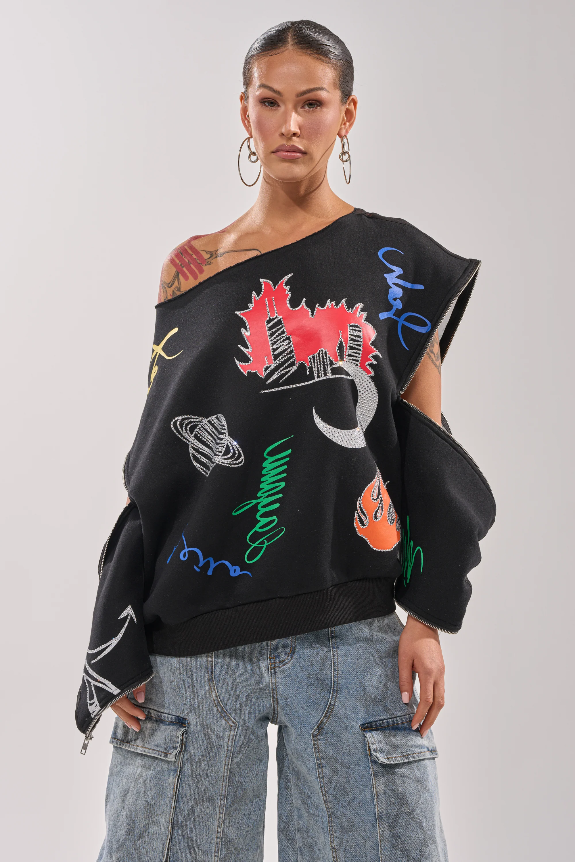 DEEP THOUGHTS OVERSIZED GRAPHIC SWEATSHIRT - Image 6