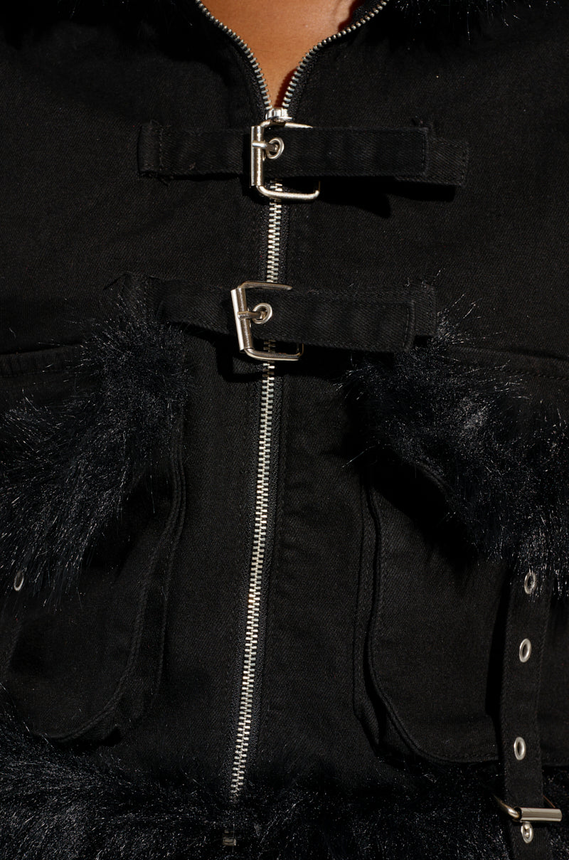 DELANEY FUR TRIM DENIM VEST - Image 7