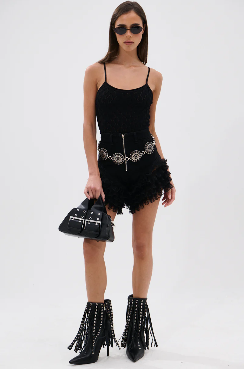 DEMI LACE TRIM DENIM SHORTS - Image 6