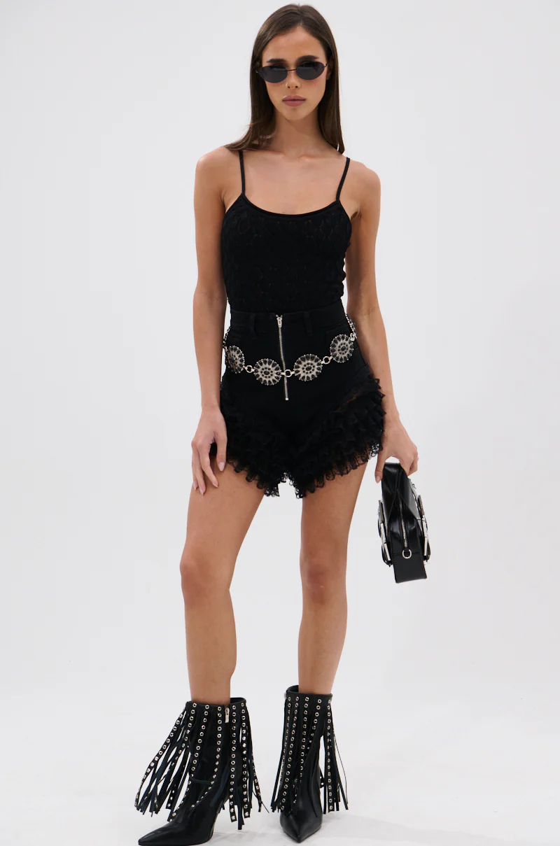 DEMI LACE TRIM DENIM SHORTS - Image 7