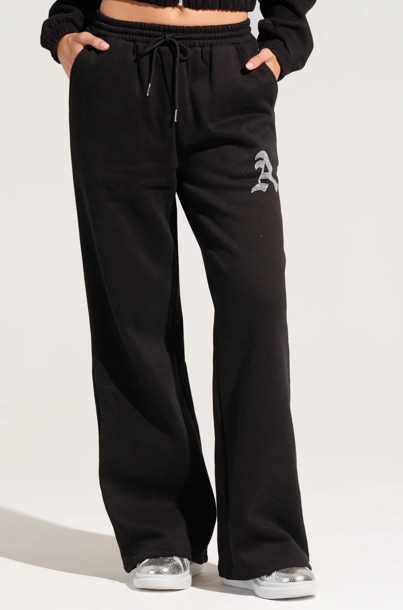 DEXTRA WIDE LEG SWEATPANT WITH RHINESTONE DETAIL - Image 3