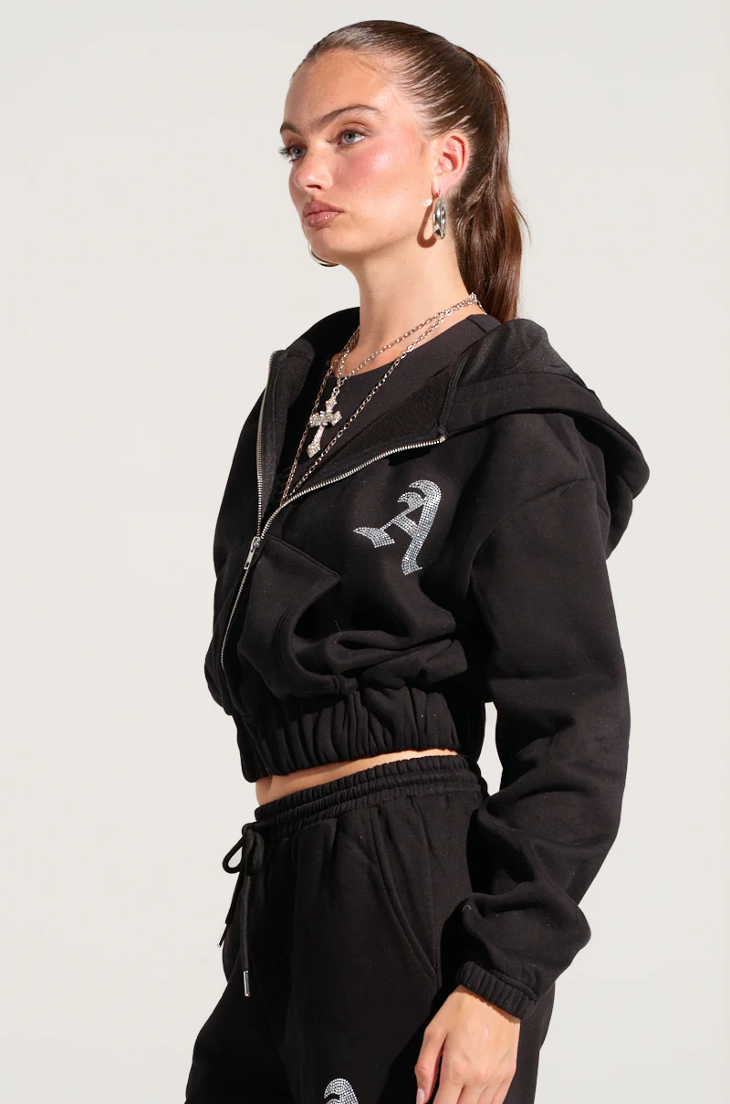 DEXTRA ZIP UP HOODIE WITH RHINESTONE DETAIL - Image 2
