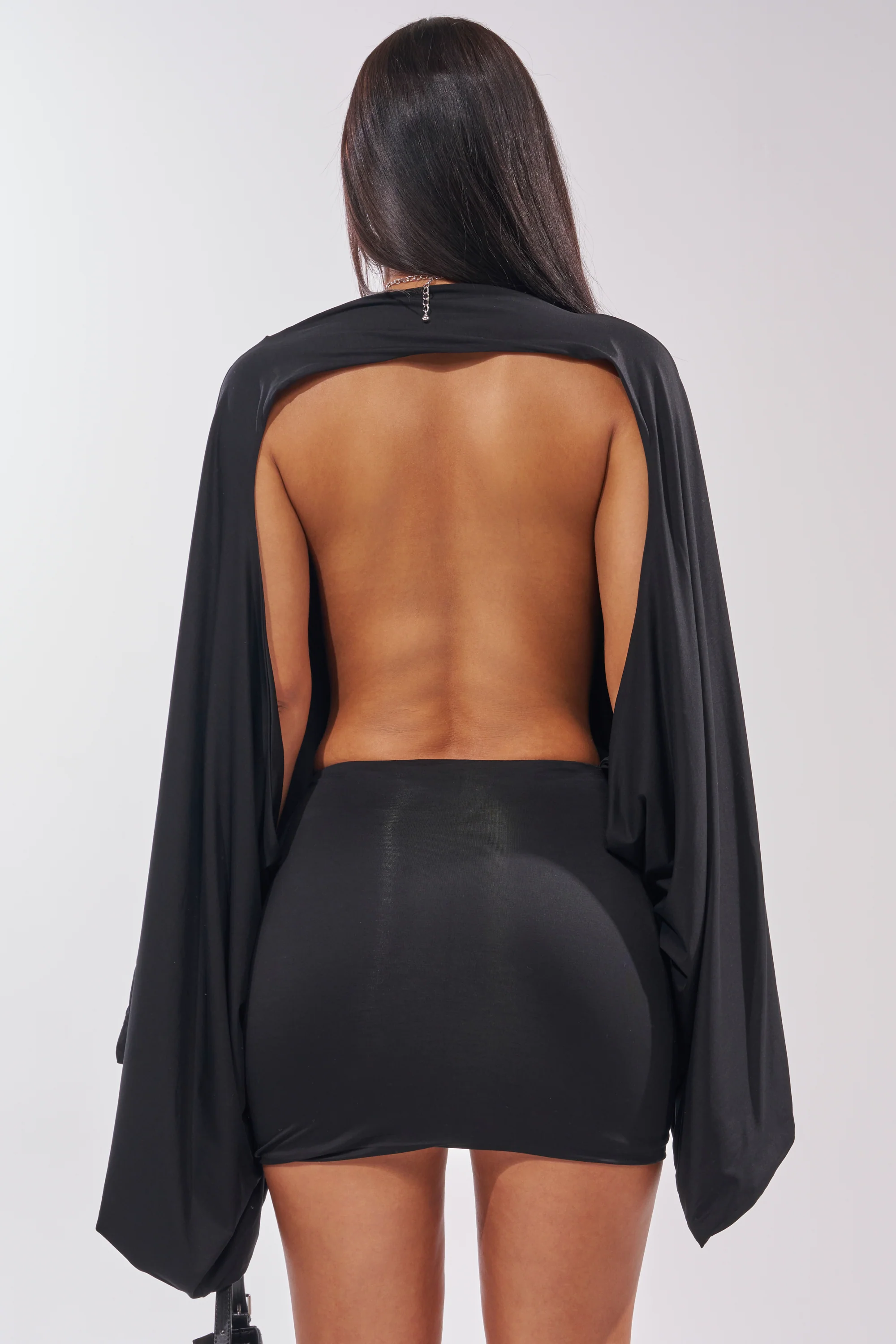 DIANA DRAPED MINI DRESS IN BLACK - Image 5