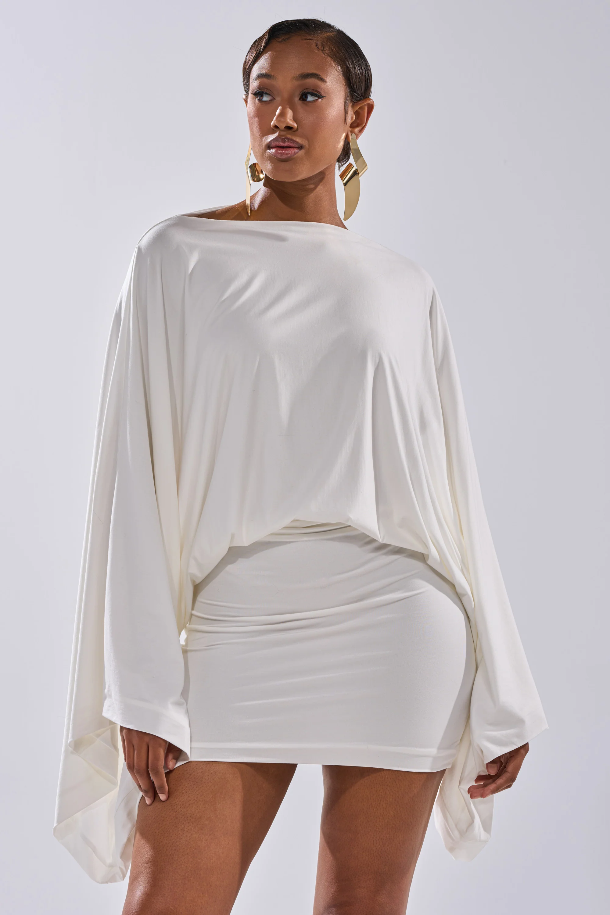DIANA DRAPED MINI DRESS IN WHITE - Image 10
