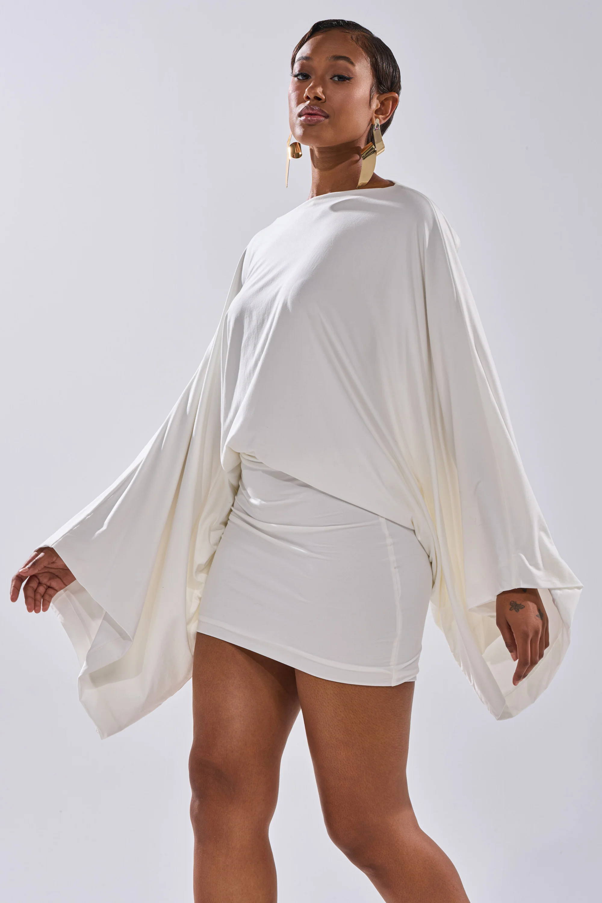 DIANA DRAPED MINI DRESS IN WHITE - Image 13