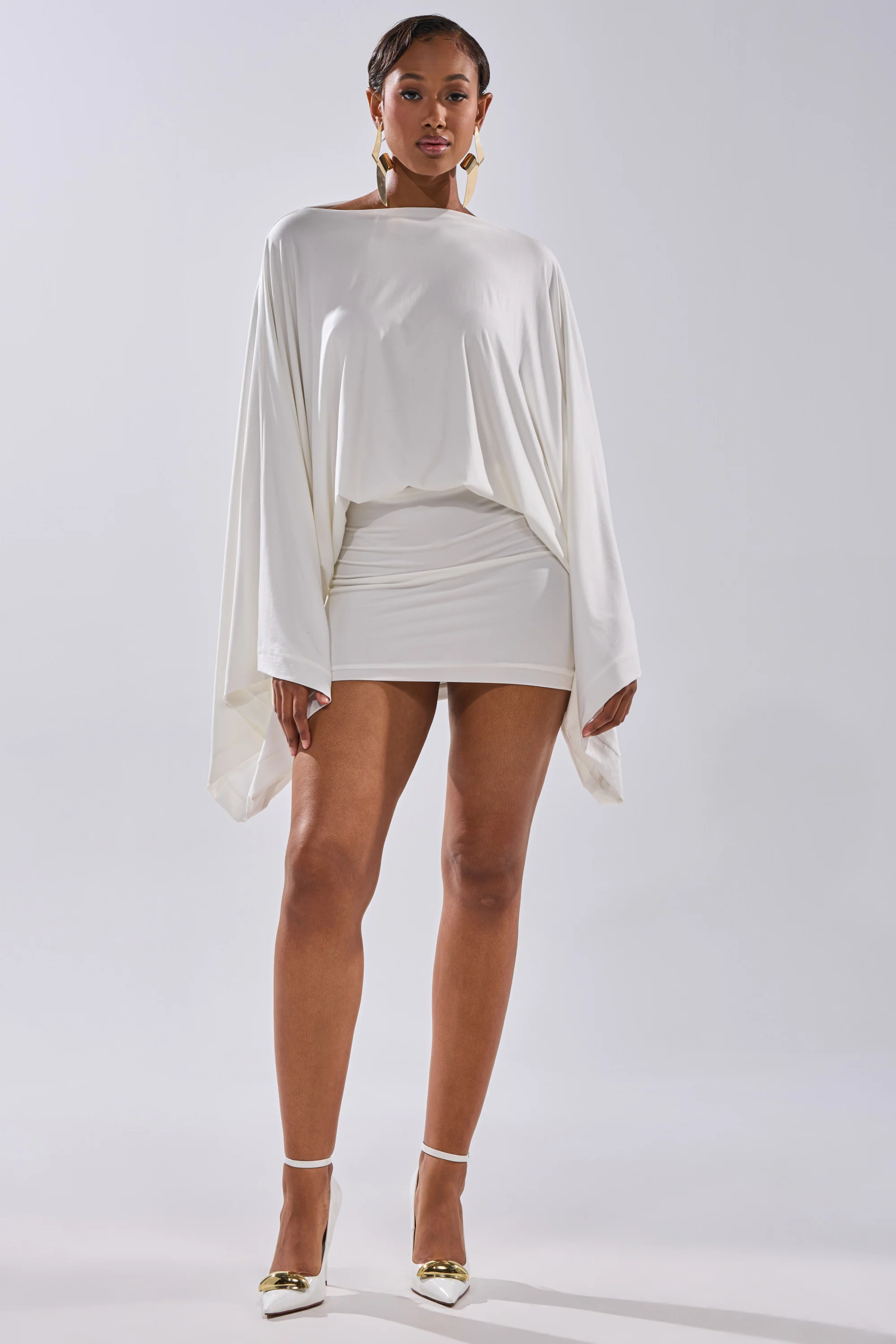 DIANA DRAPED MINI DRESS IN WHITE - Image 14