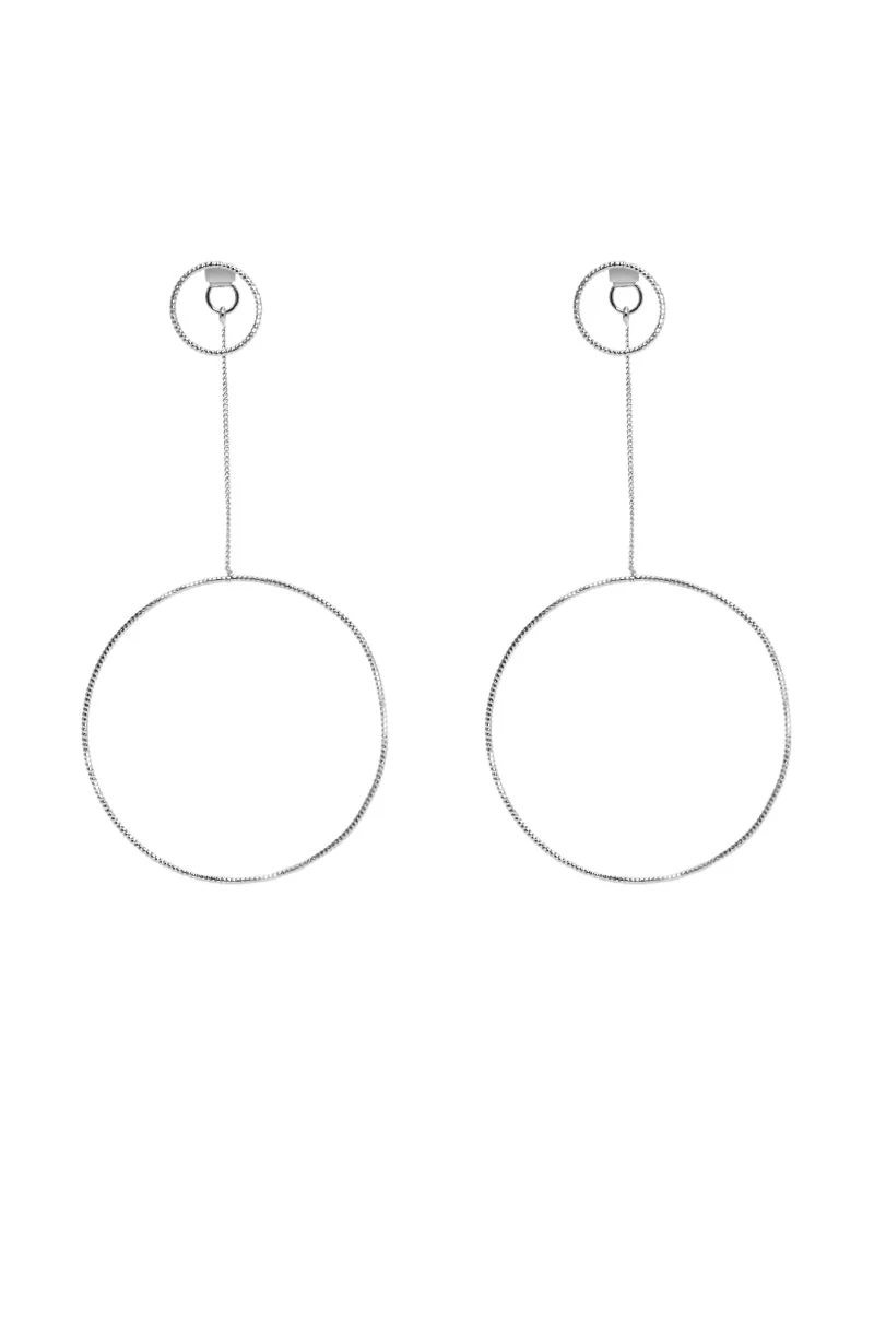 DIVINE CIRCLE DROP HOOP EARRING IN SILVER - Image 2