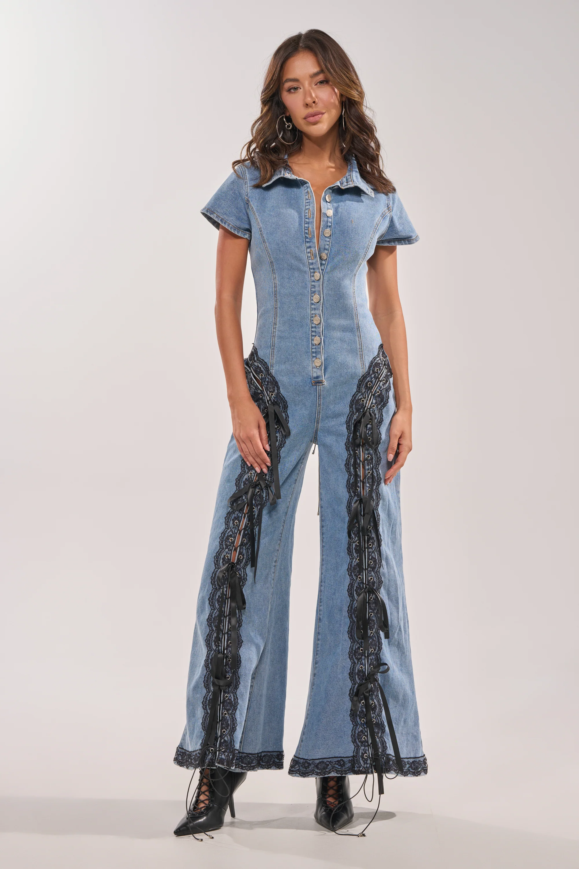 DIXIE LACE DENIM JUMPSUIT - Image 4