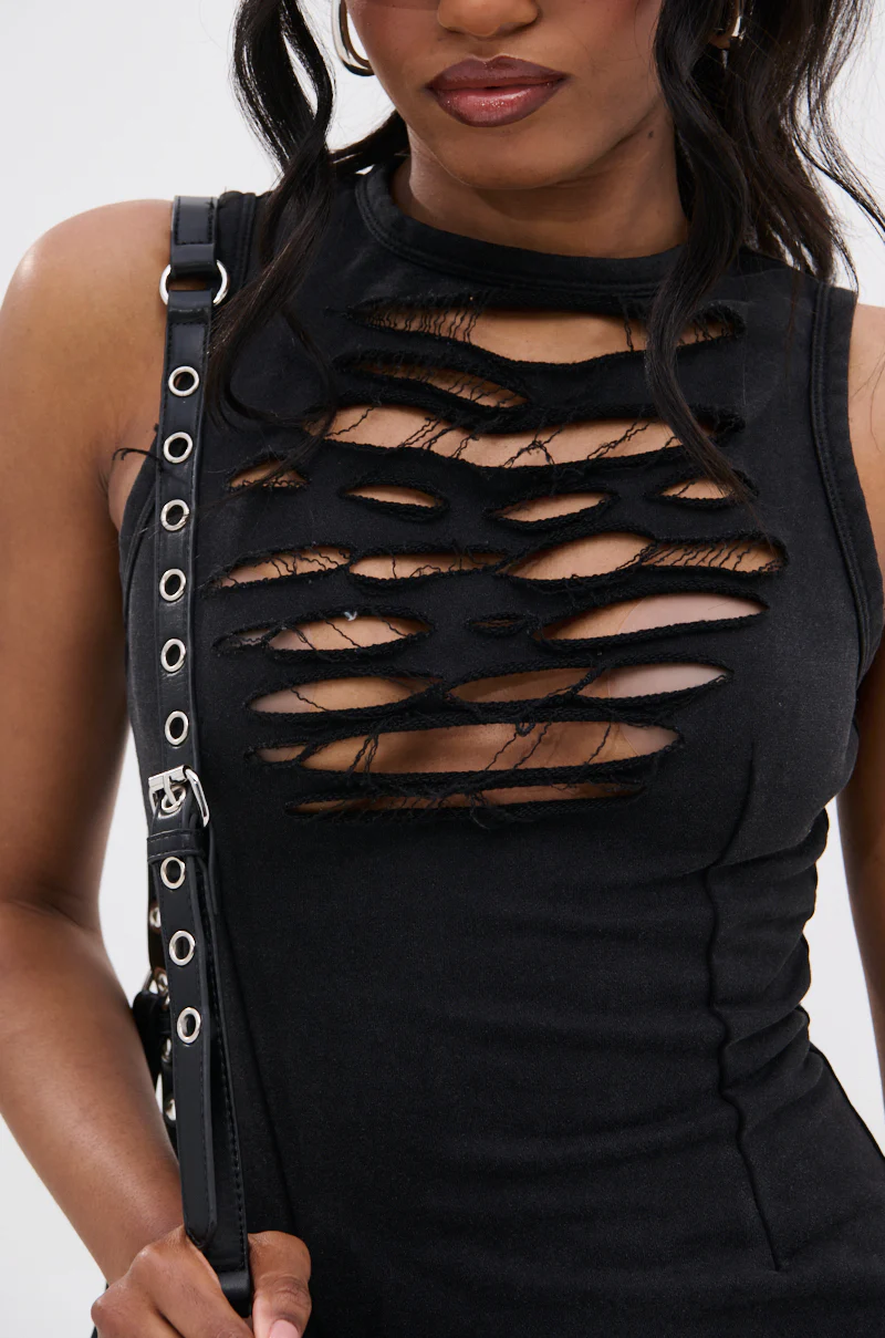 DIXIE SHREDDED MINI DRESS - Image 8