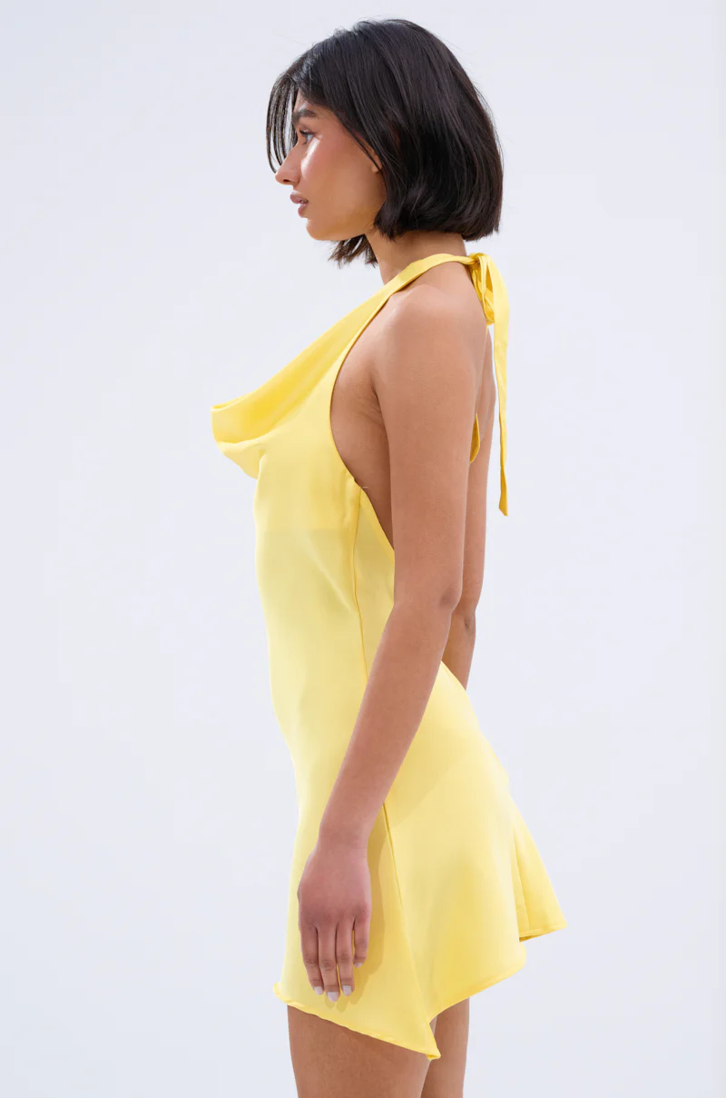 DOLLY SATIN MINI DRESS IN YELLOW - Image 6