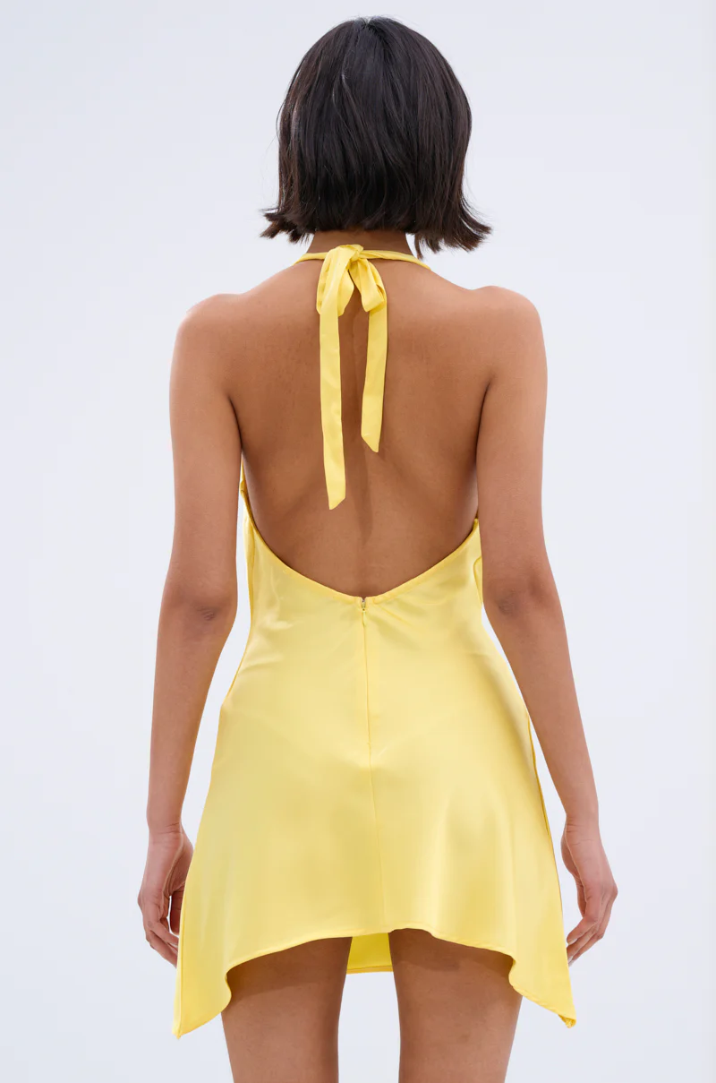 DOLLY SATIN MINI DRESS IN YELLOW - Image 7