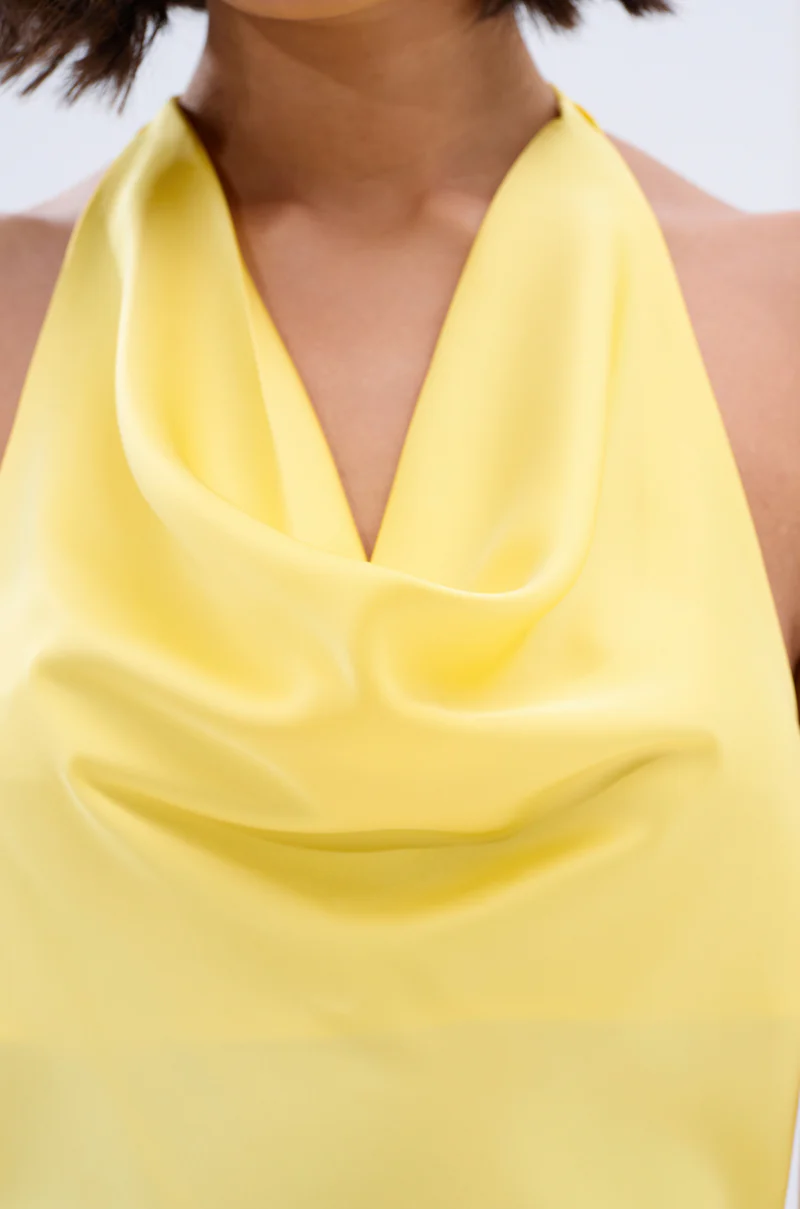 DOLLY SATIN MINI DRESS IN YELLOW - Image 9
