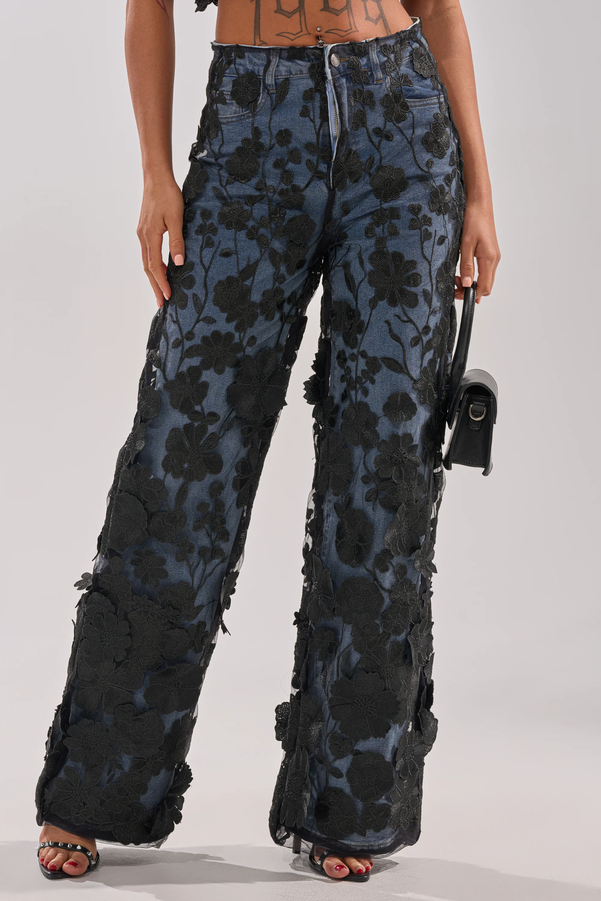 DONT GIVE UP RELAXED DENIM WITH TULLE OVERLAY - Image 2
