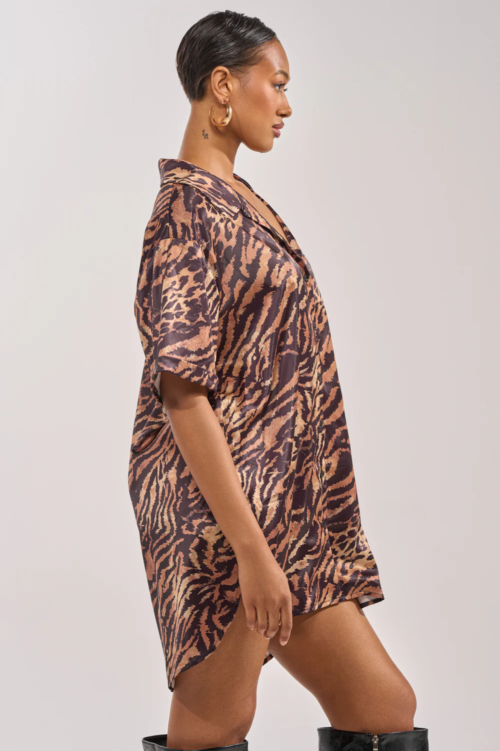 DON'T MAKE A SOUND PRINTED MINI DRESS IN TIGER - Image 3