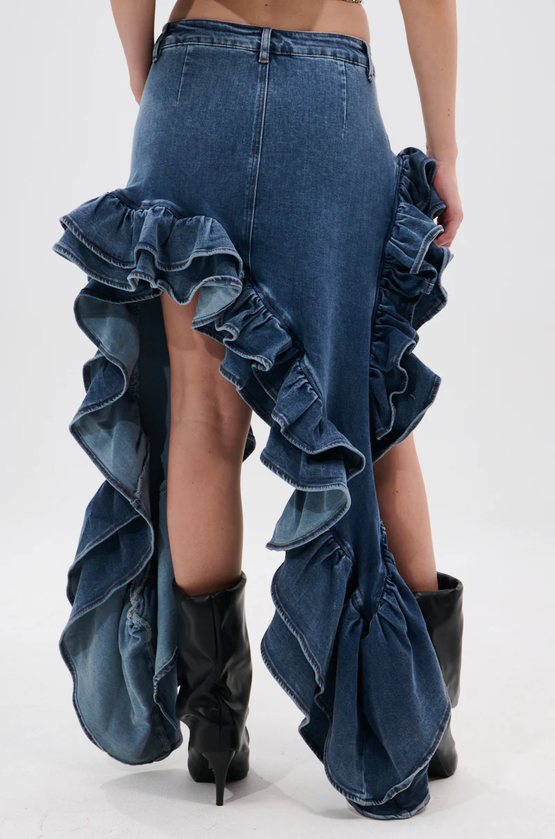 DONT MESS WITH MY HEART DENIM RUFFLE SKIRT - Image 5