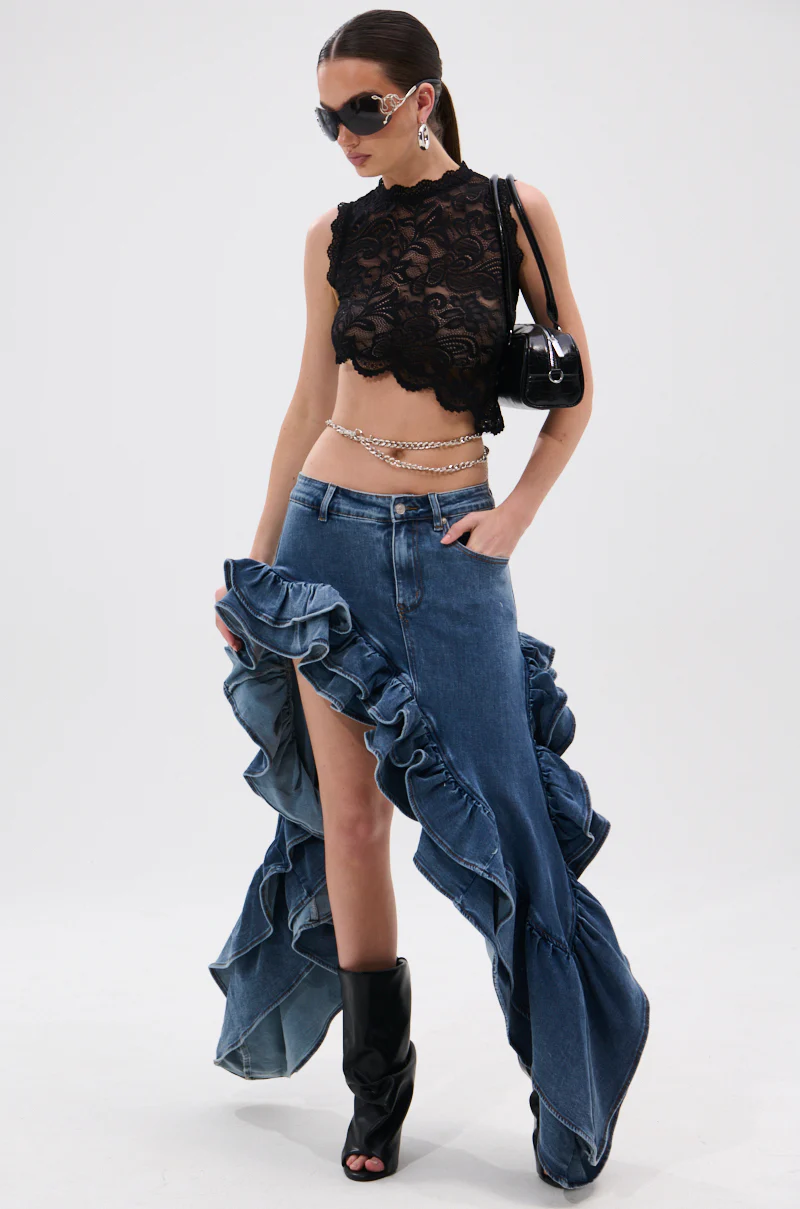 DONT MESS WITH MY HEART DENIM RUFFLE SKIRT - Image 6