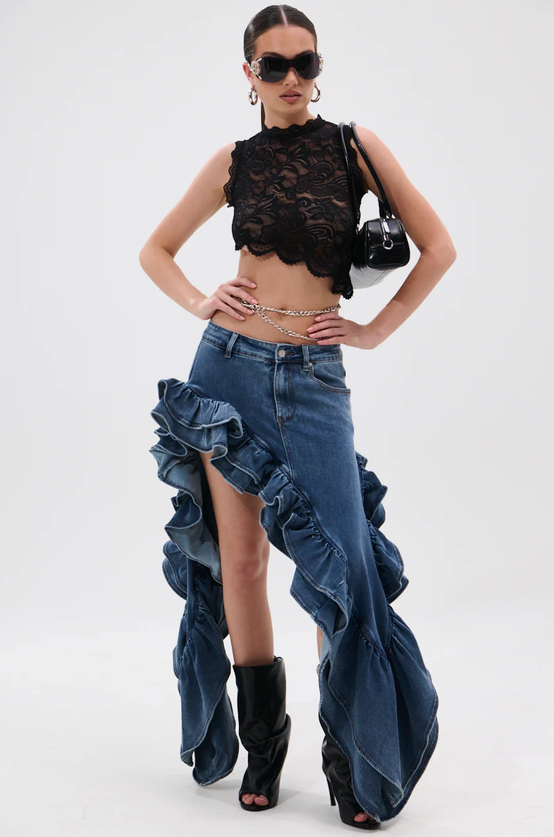 DONT MESS WITH MY HEART DENIM RUFFLE SKIRT - Image 8