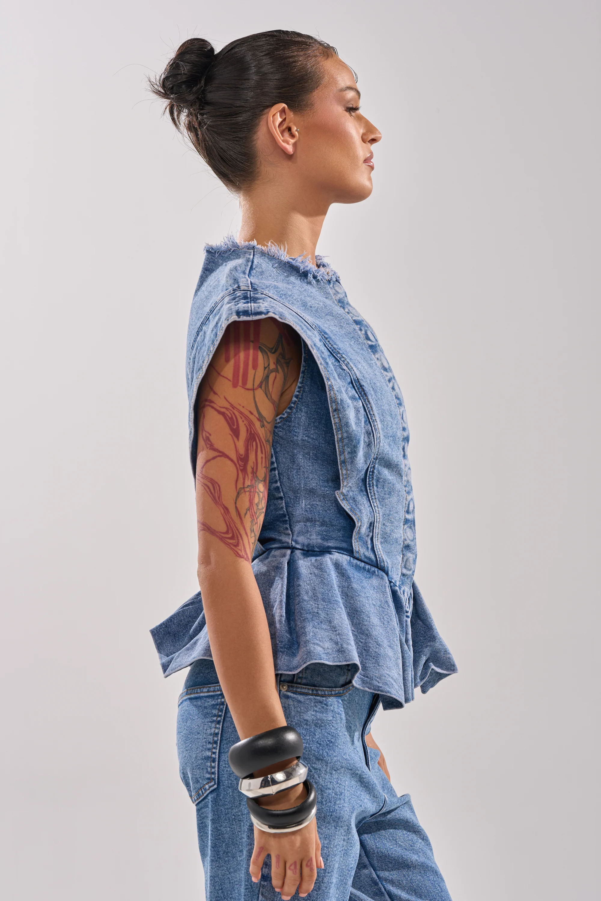 DONT PLAY WITH MY HEART DENIM BLOUSE - Image 5