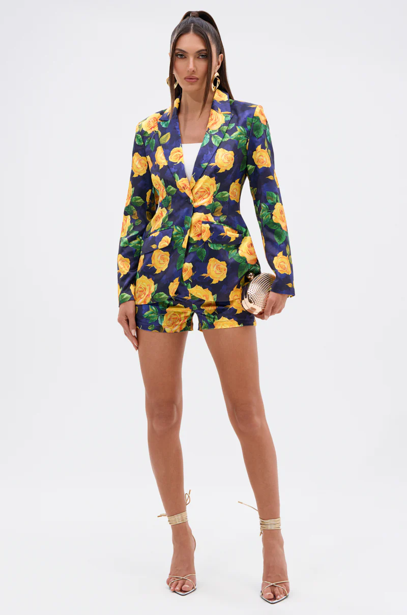 DOZEN ROSES SATIN BLAZER IN NAVY - Image 6