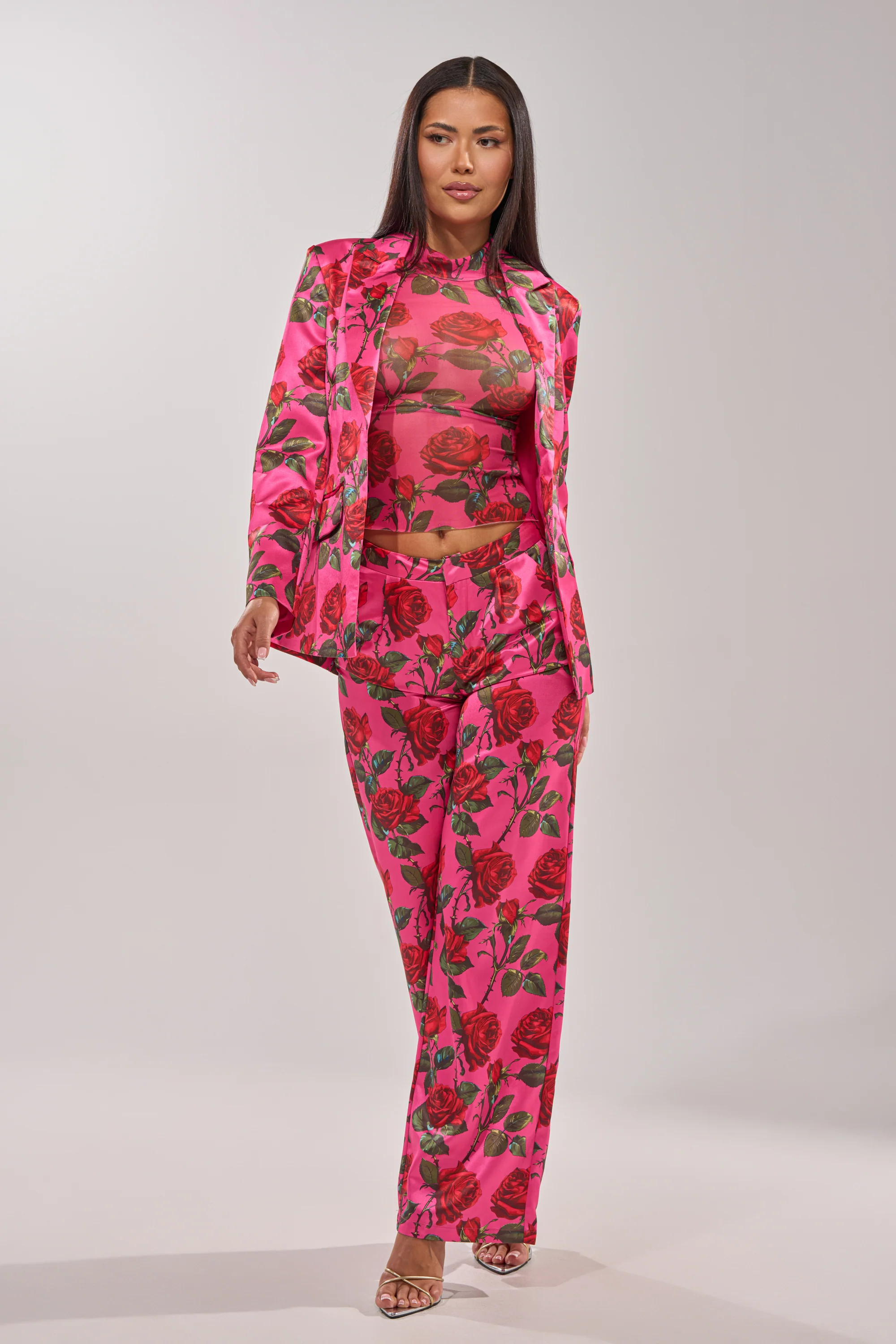 DOZEN ROSES SATIN PANT IN FUCHSIA - Image 11