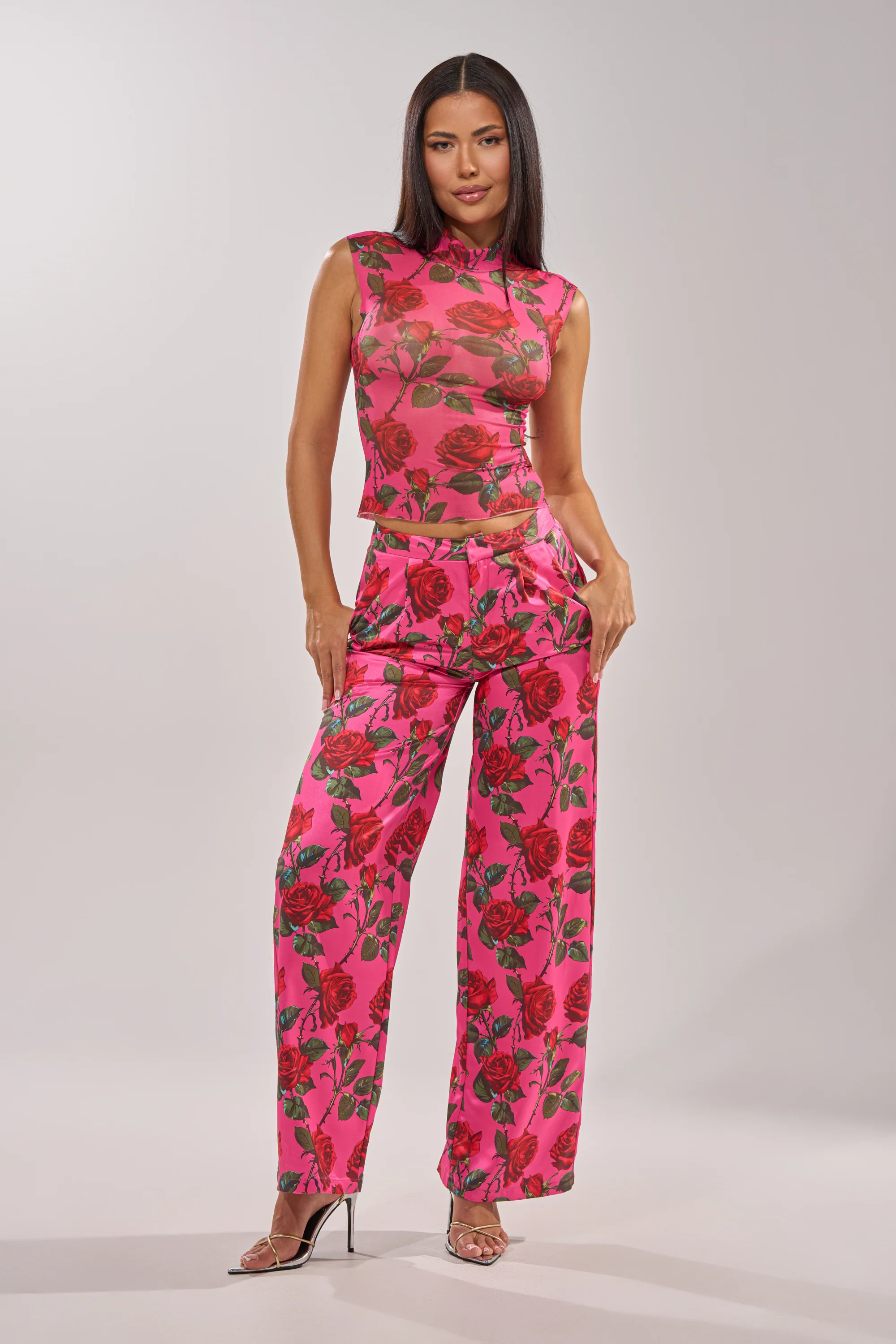 DOZEN ROSES SATIN PANT IN FUCHSIA - Image 13