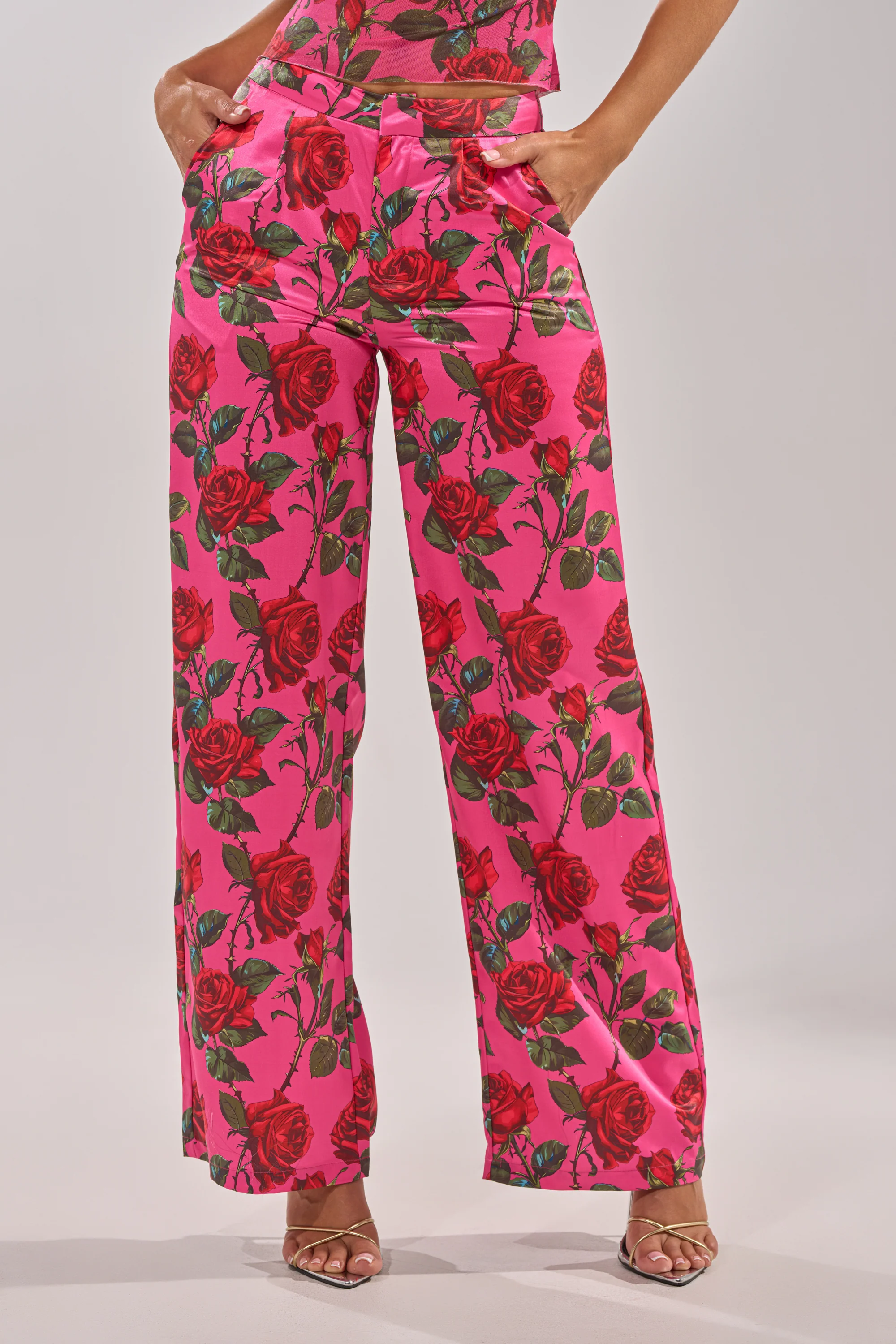 DOZEN ROSES SATIN PANT IN FUCHSIA - Image 6