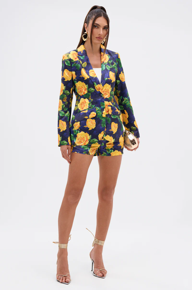 DOZEN ROSES SATIN SHORTS IN NAVY - Image 6