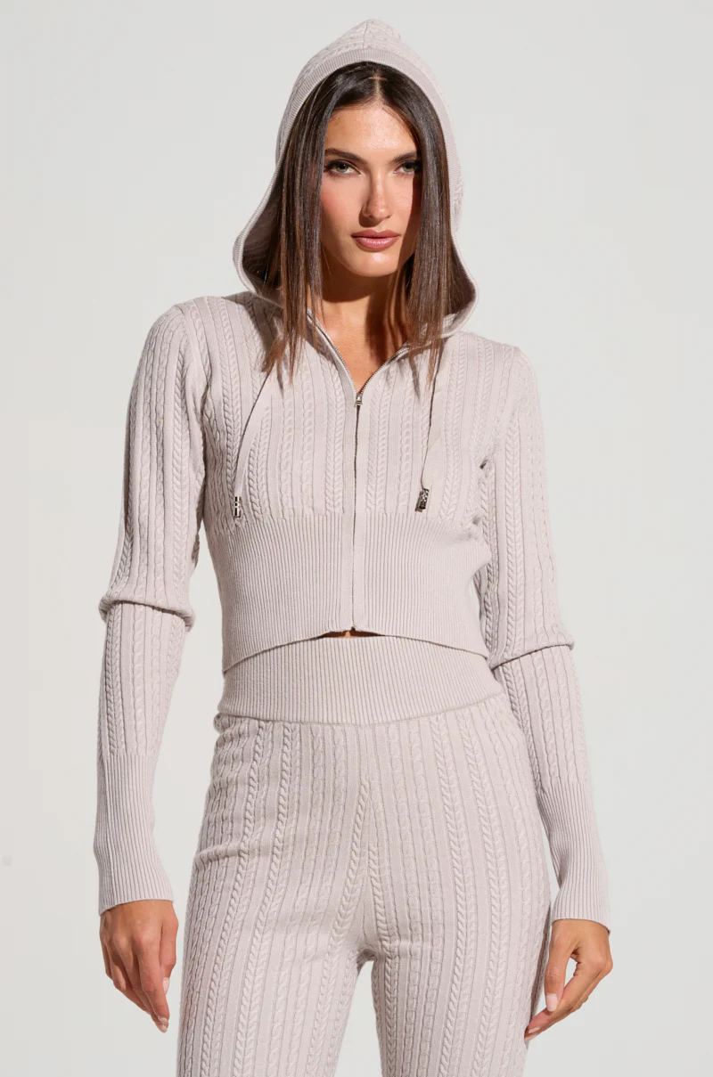 DREAM GIRL KNIT ZIP UP IN GREY - Image 2