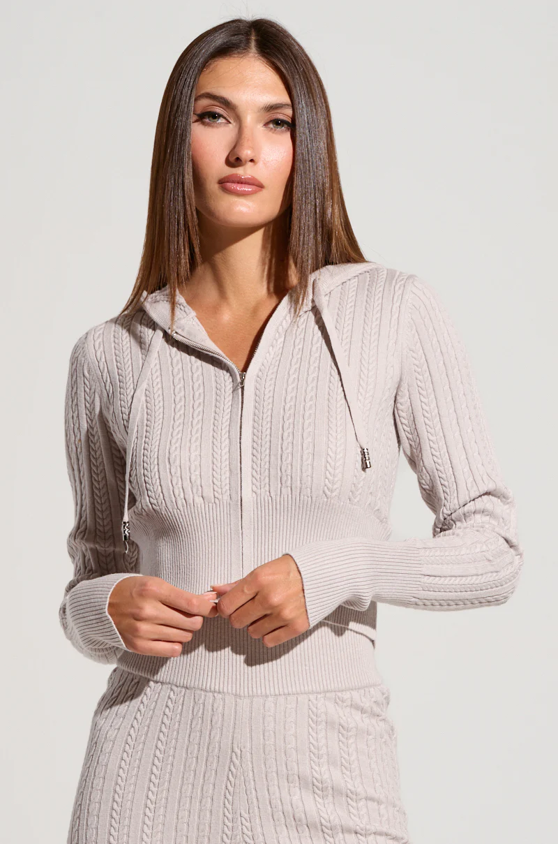 DREAM GIRL KNIT ZIP UP IN GREY - Image 3