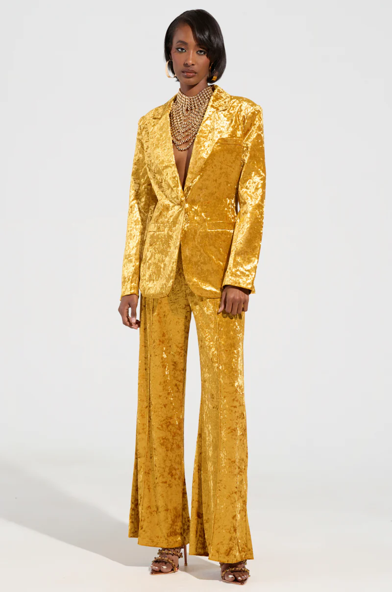 DRIPPING IN GOLD CRUSHED VELVET TROUSER