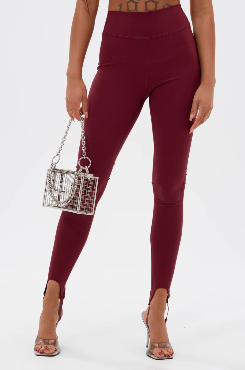 DRIVE ME CRAZY STIRRUP LEGGING IN BURGUNDY - Image 2