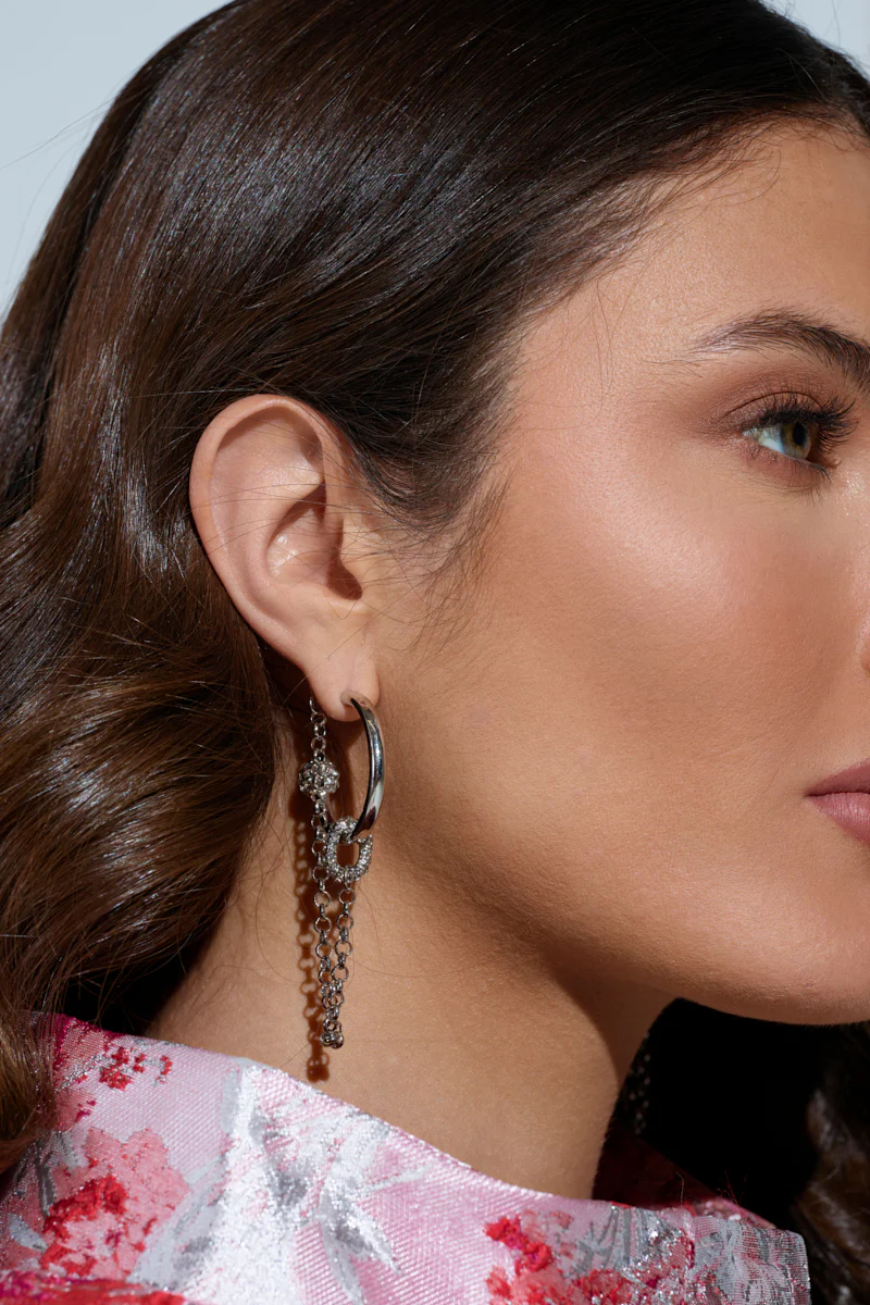BALL AND CHAIN HOOP EARRING - Image 4
