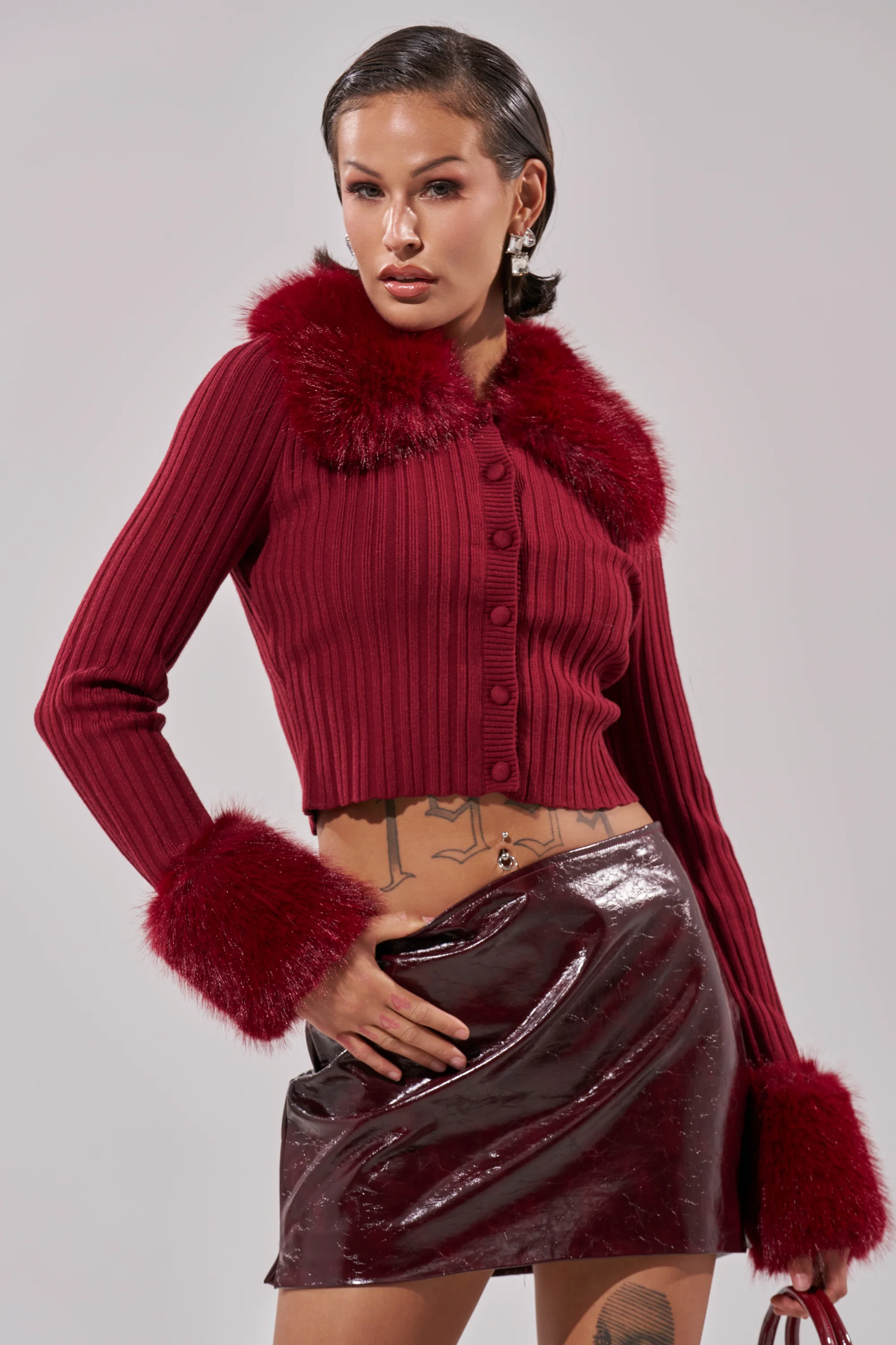 EASE MY MIND CARDIGAN WITH FUR TRIM - Image 3