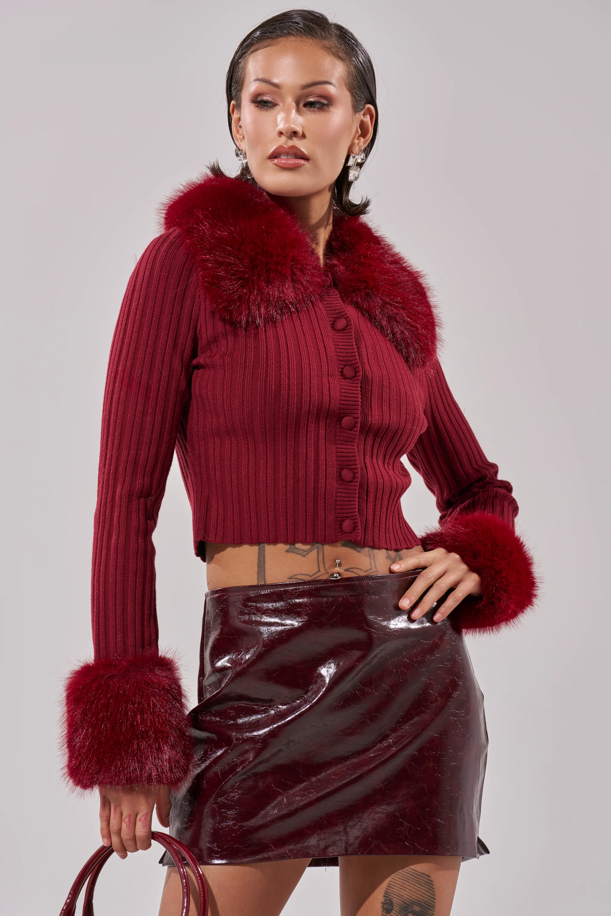 EASE MY MIND CARDIGAN WITH FUR TRIM - Image 4