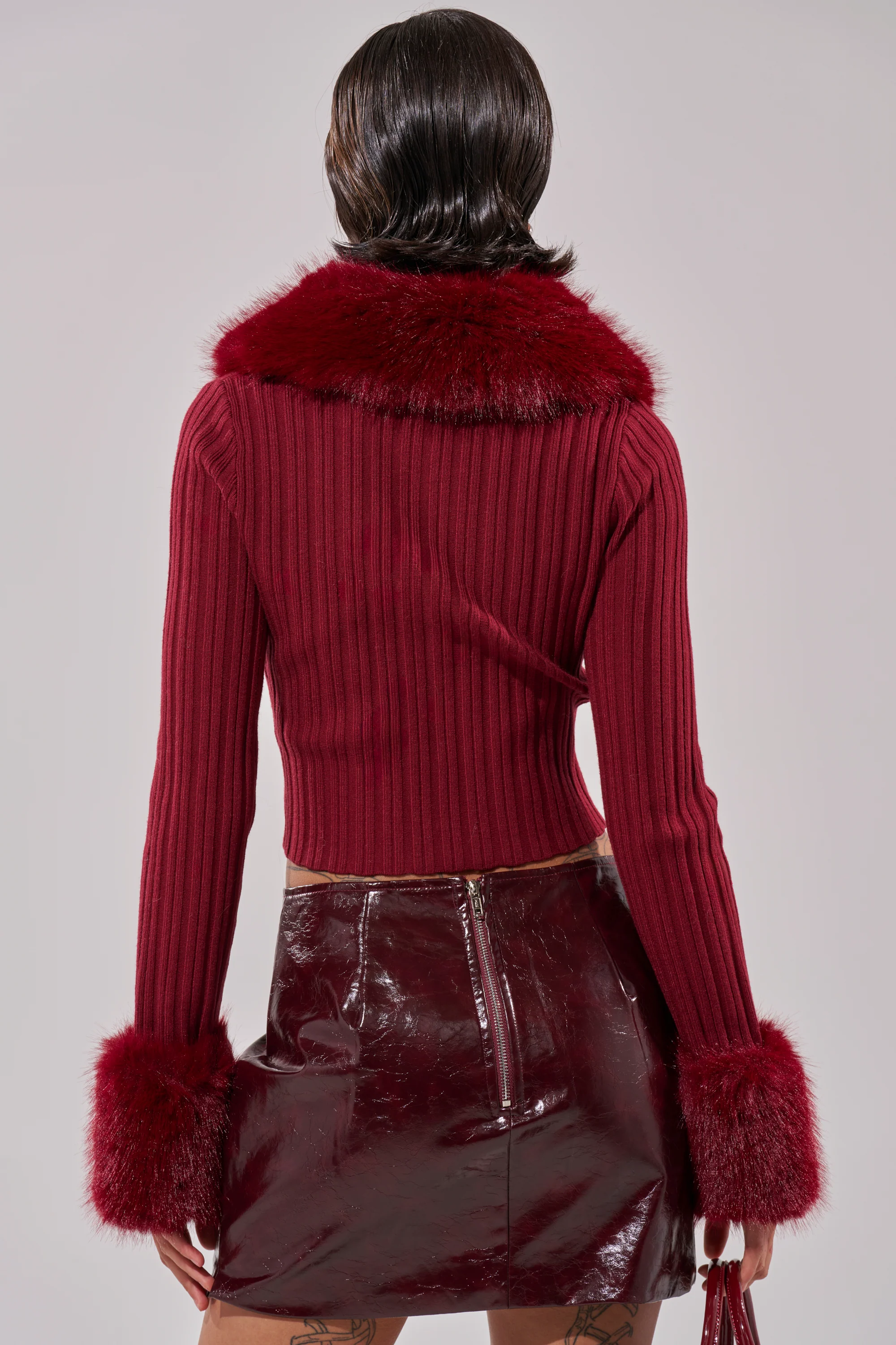 EASE MY MIND CARDIGAN WITH FUR TRIM - Image 7