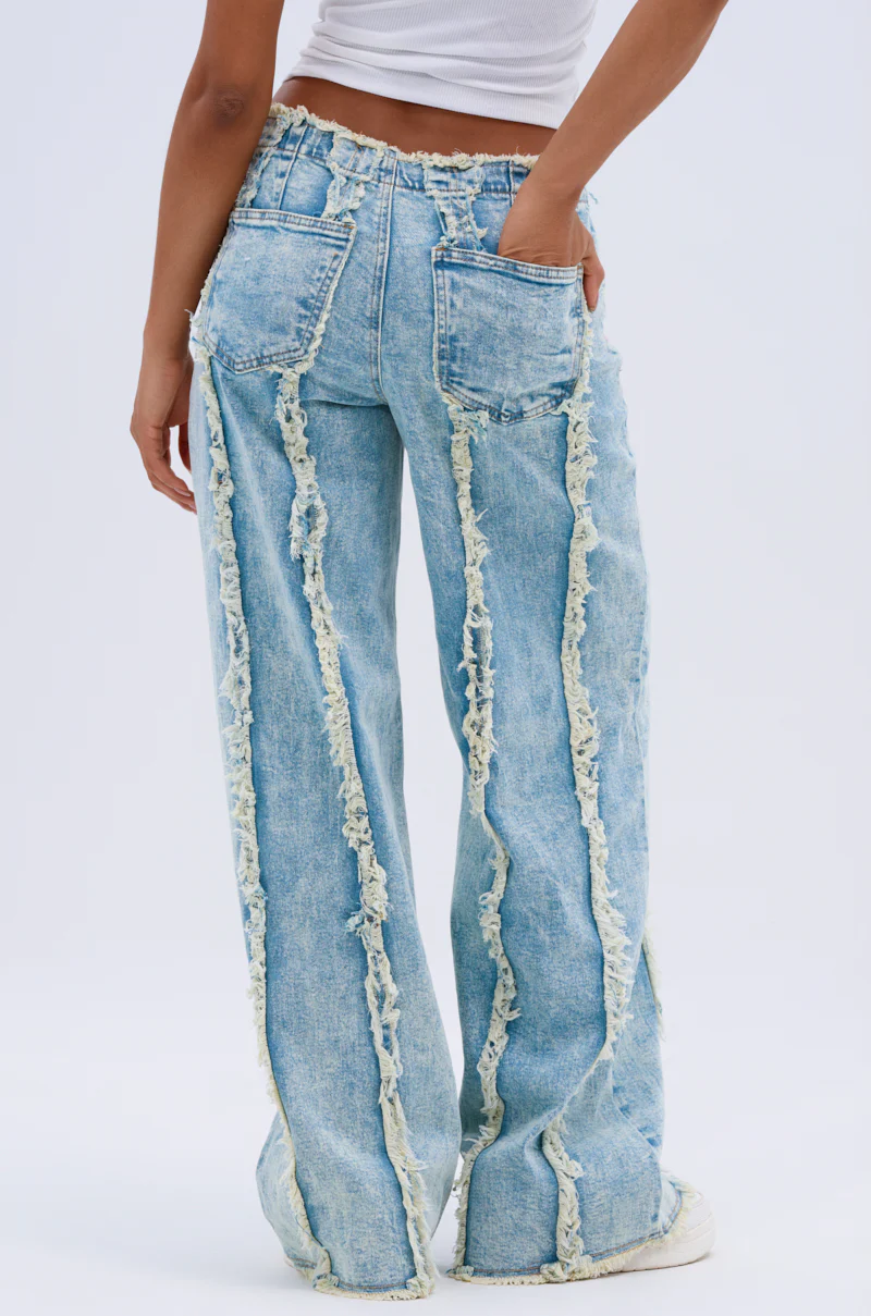 EILEEN DISTRESSED LACE UP WIDE LEG JEAN - Image 3
