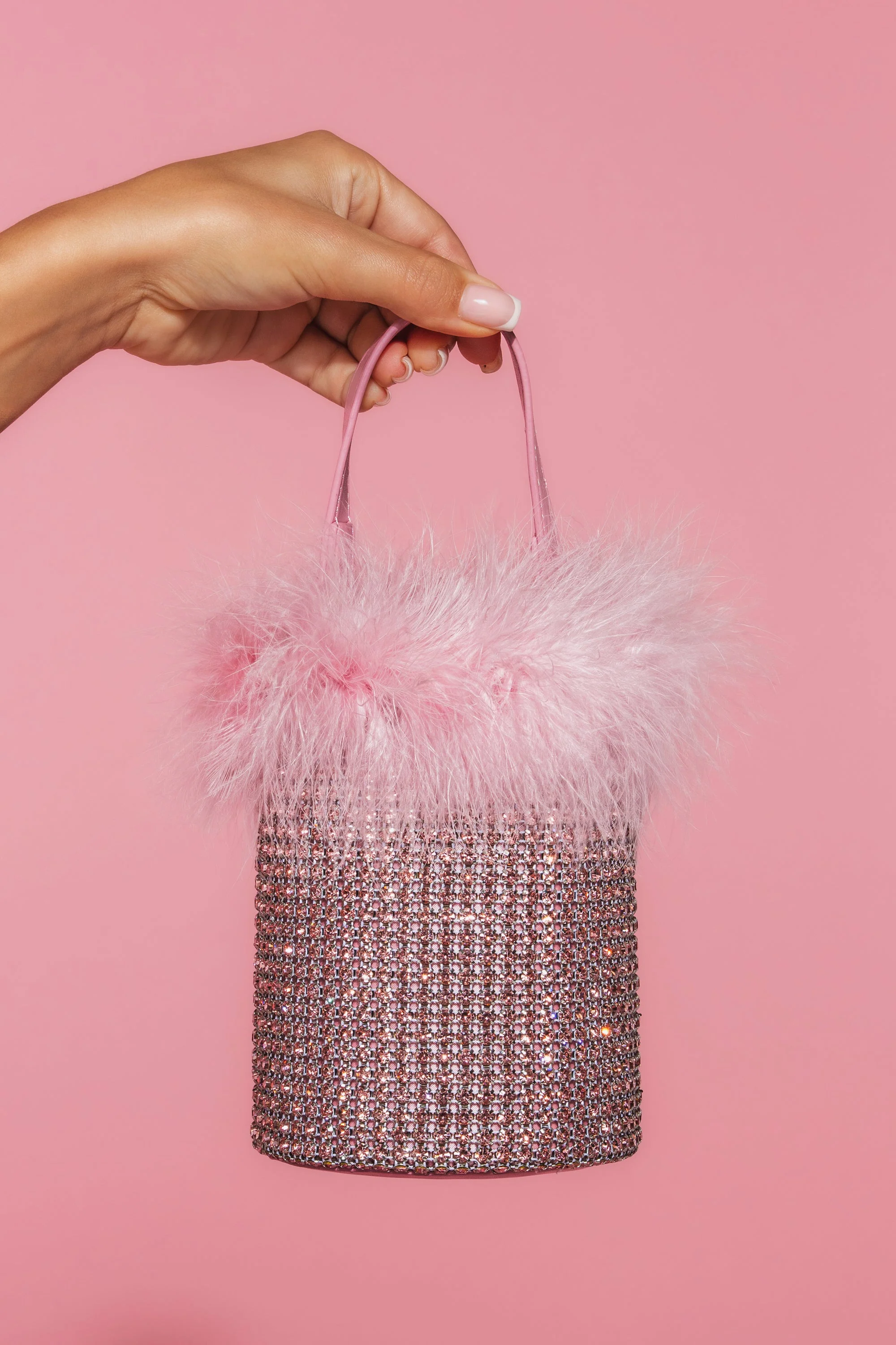 ELLE PINK FEATHER BLING PURSE - Image 3