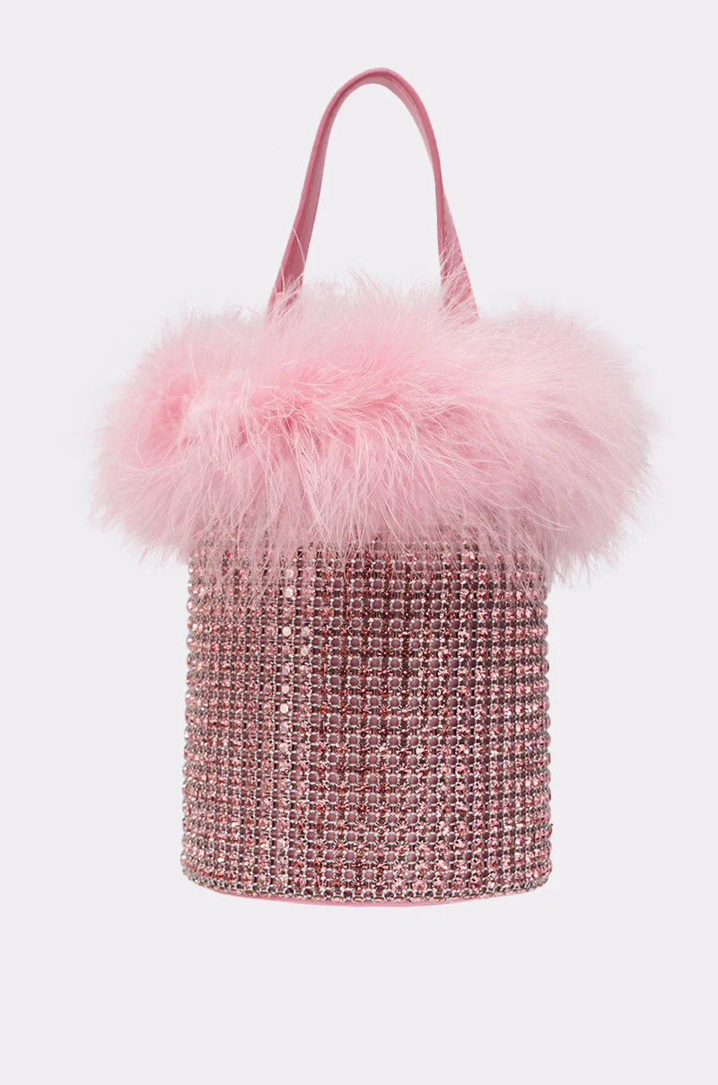 ELLE PINK FEATHER BLING PURSE - Image 4