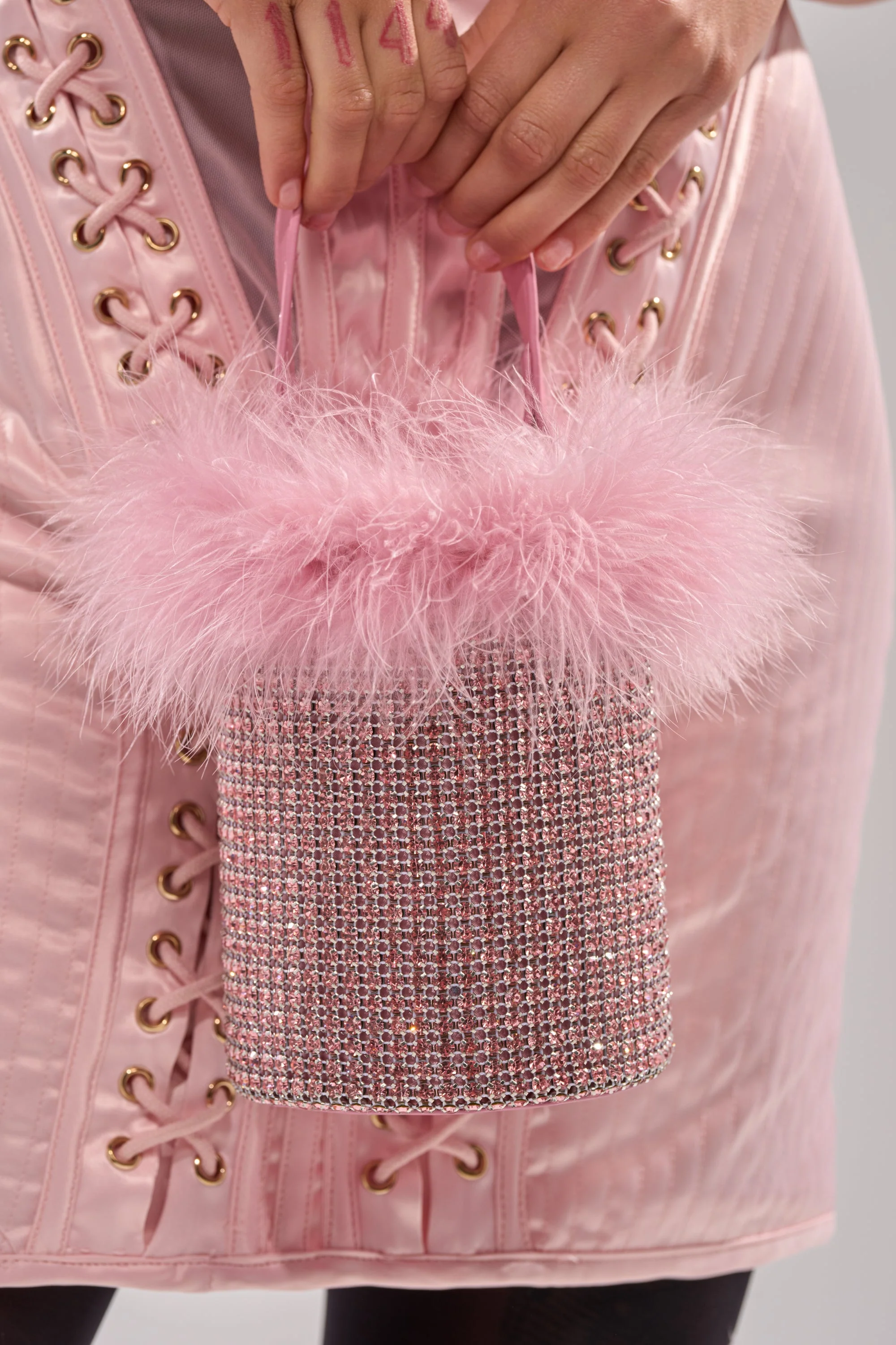 ELLE PINK FEATHER BLING PURSE - Image 5