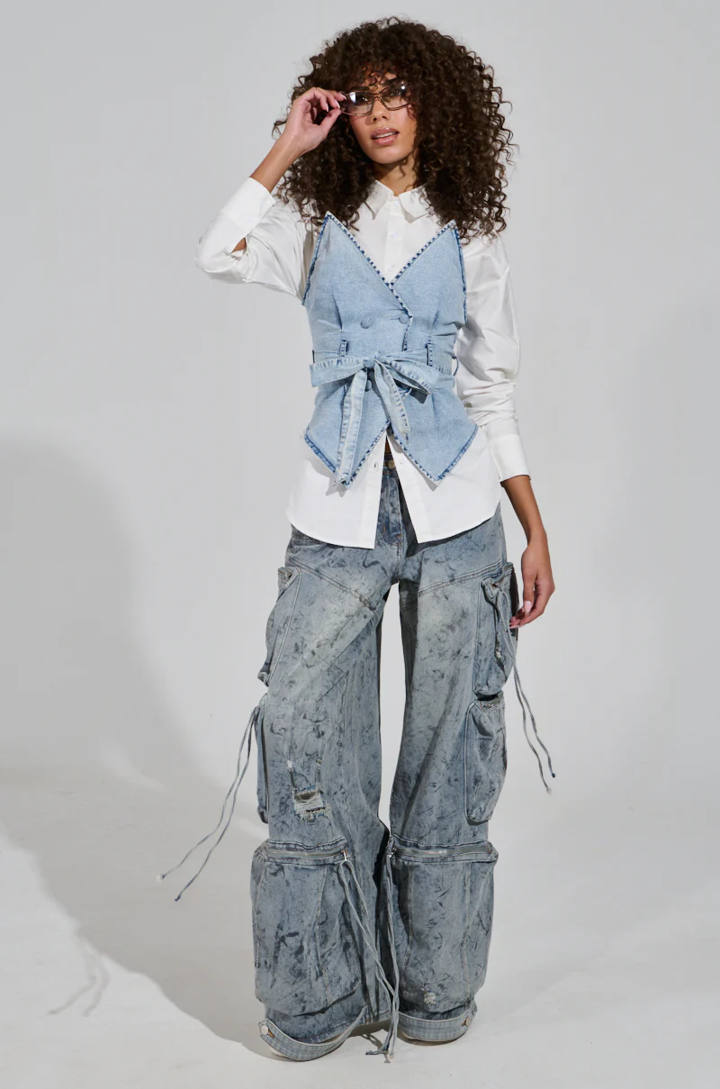 END OF SUMMER FLING DENIM CORSETED BLOUSE - Image 7