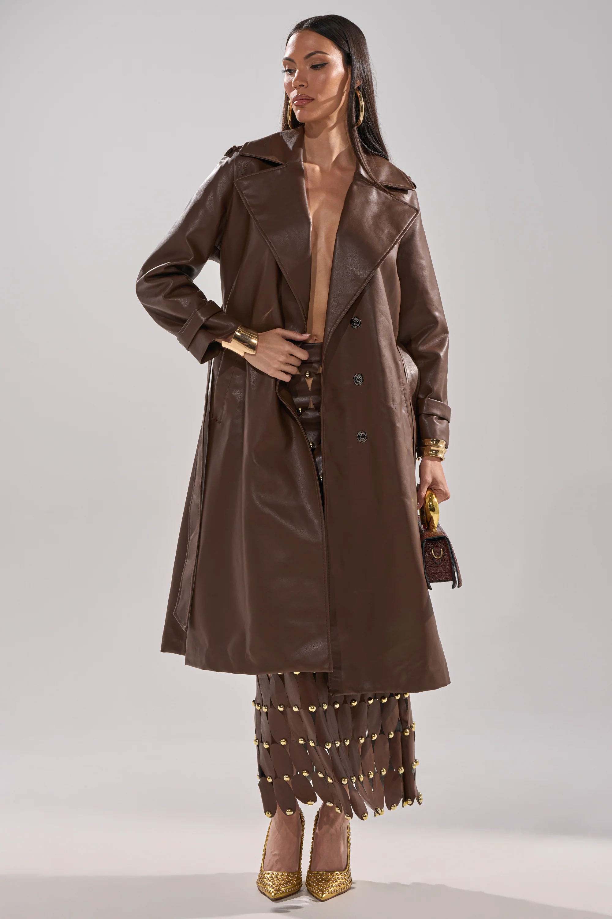 ESPRESSO MARTINI FAUX LEATHER TRENCH - Image 11