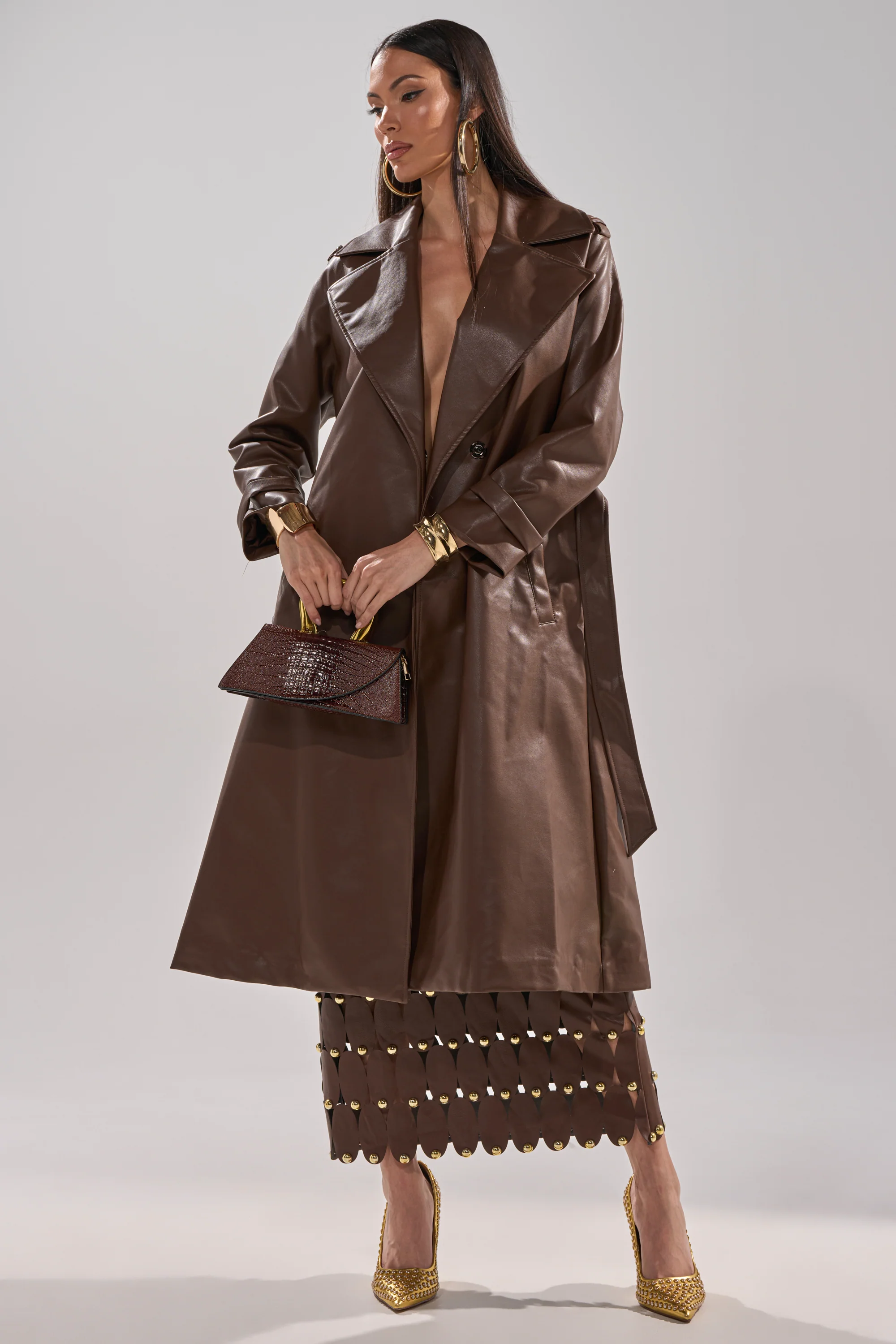 ESPRESSO MARTINI FAUX LEATHER TRENCH - Image 12