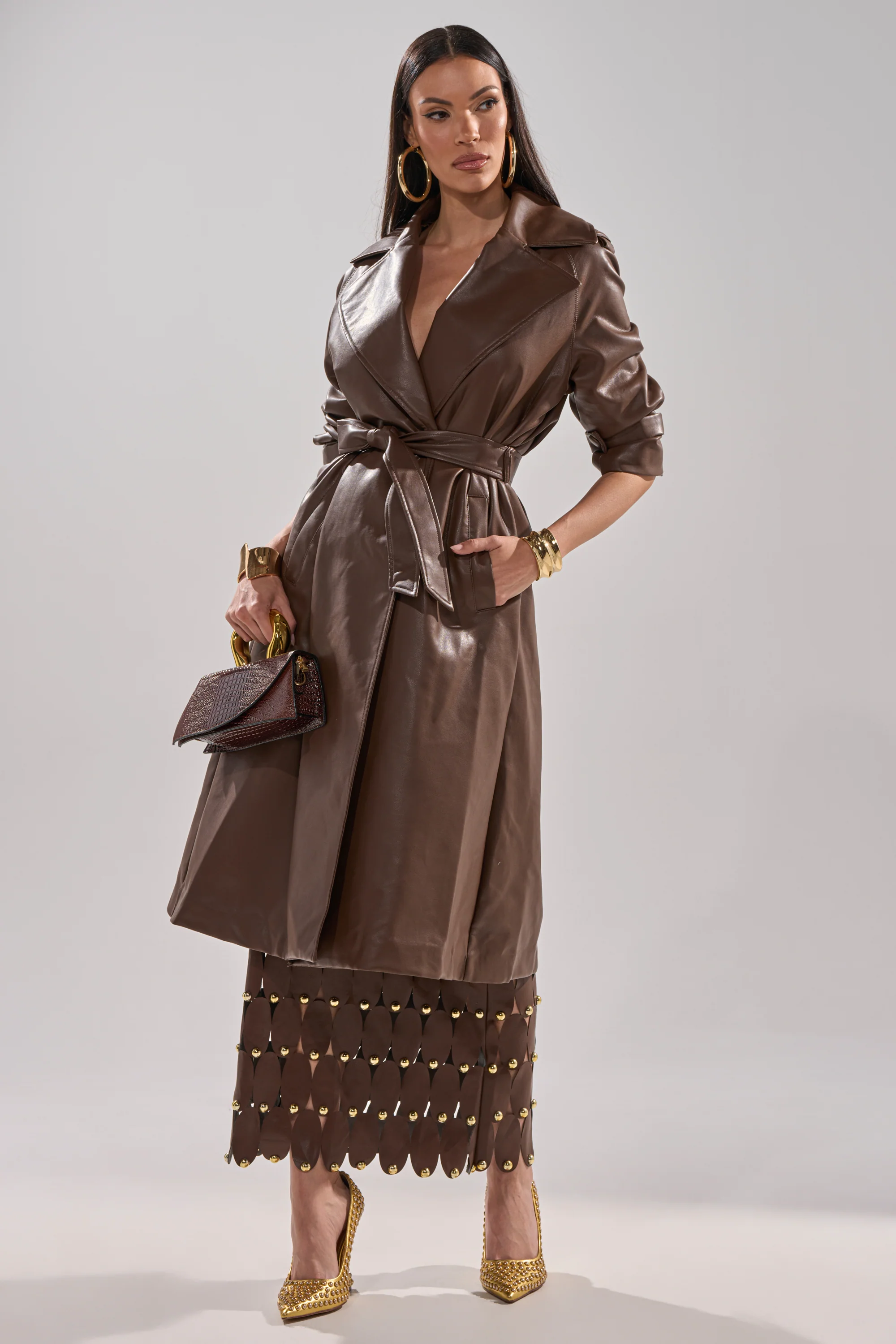 ESPRESSO MARTINI FAUX LEATHER TRENCH - Image 7