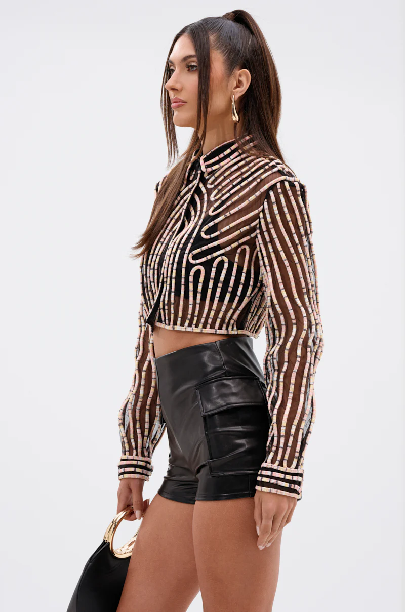 EVA LONG SLEEVE BUTTON DOWN STRIPED SHIRT - Image 3