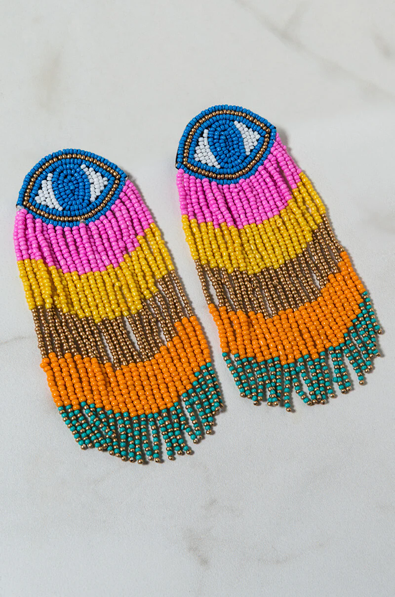 EVIL SUMMER EYE FRINGE EARRING