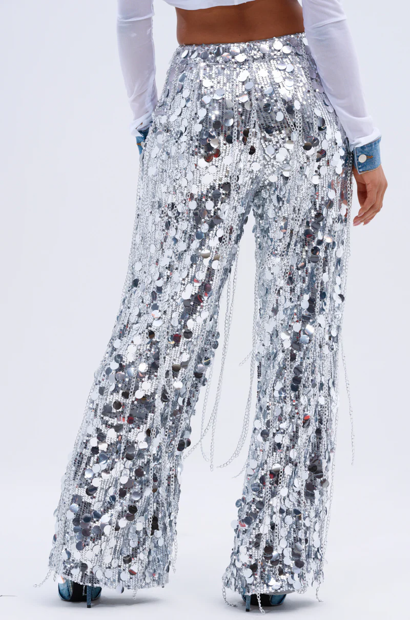 EXPENSIVE TASTE STRETCHY SEQUIN CHAIN PANTS - Image 4